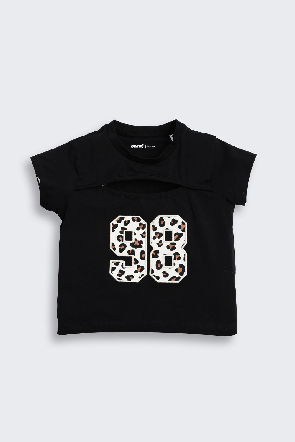 Black Embroidered Regular Fit T-Shirt for Tweens Girls - Image 2
