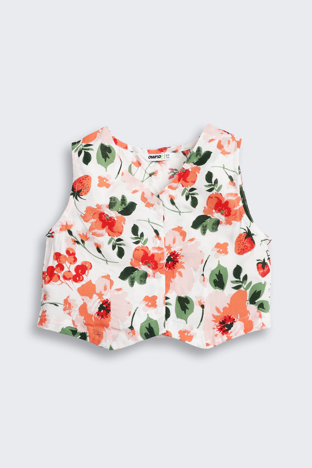Off White Floral Regular Fit Co-ord Set for Tweens Girls - Image 2