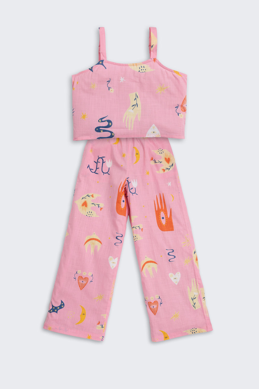 Pink Graphic Printed Regular Fit Co-ord Set for Tweens Girls - Image 2