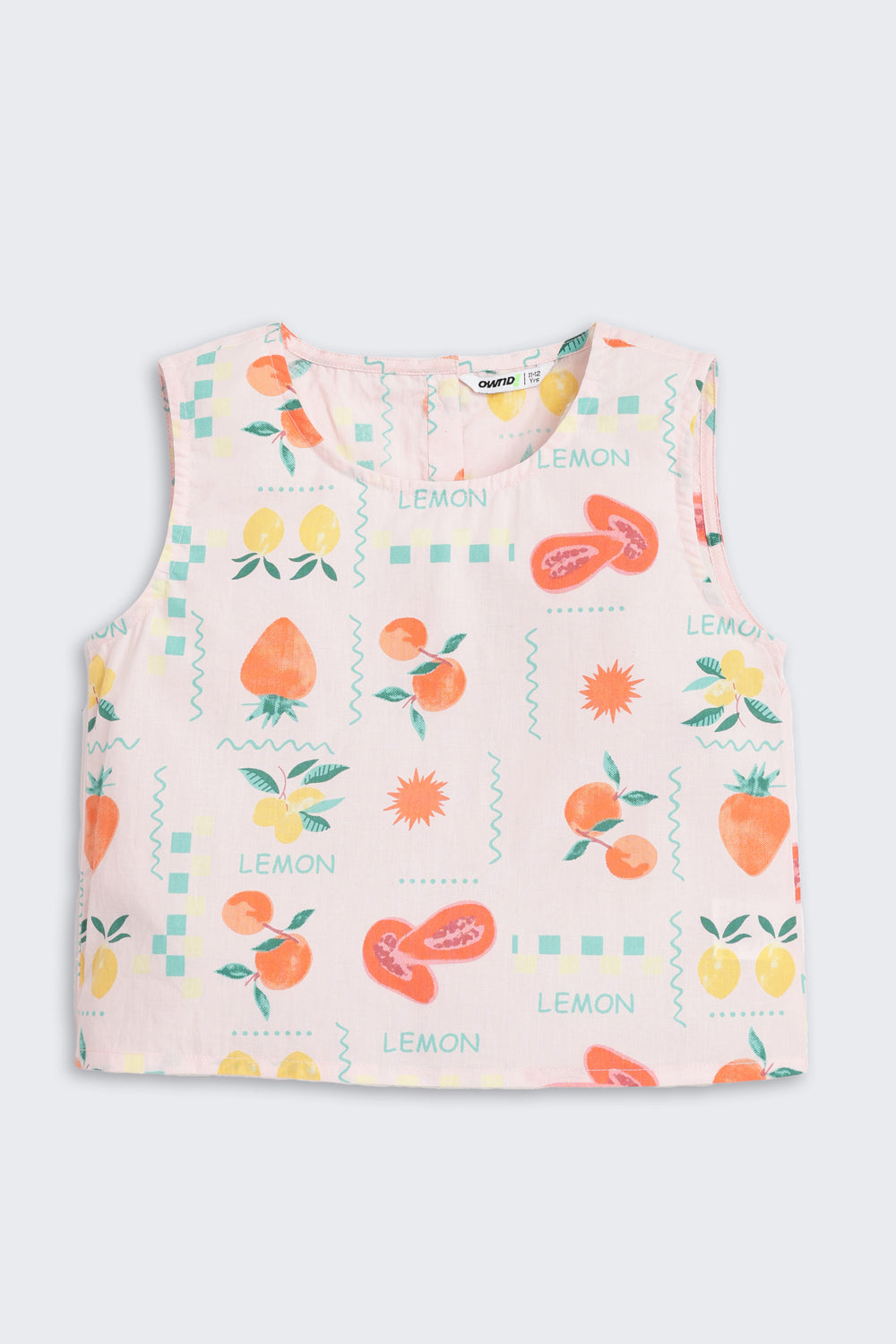 Pink Fruits Printed Regular Fit Co-ord Set for Tweens Girls - Image 3