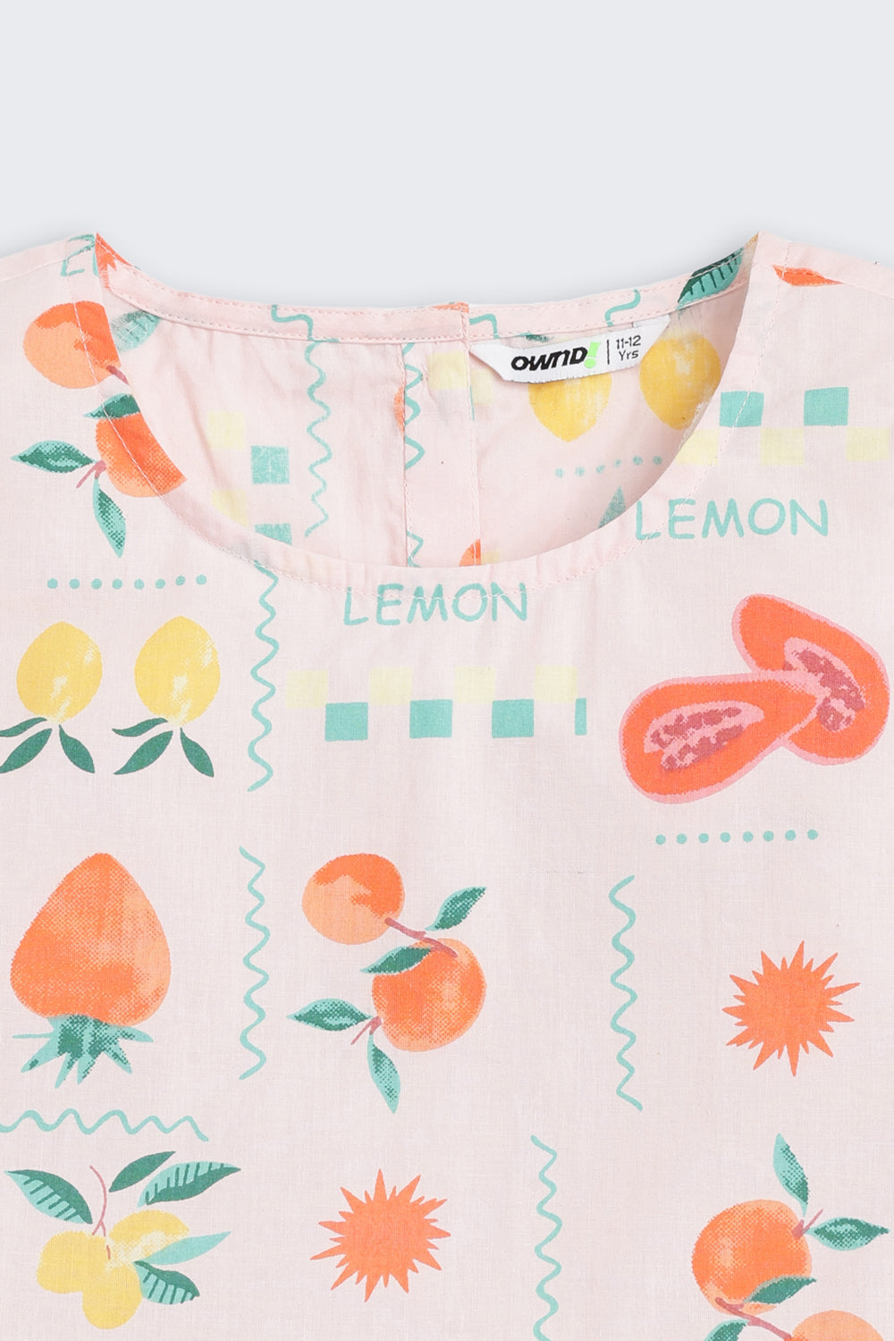 Pink Fruits Printed Regular Fit Co-ord Set for Tweens Girls - Image 7