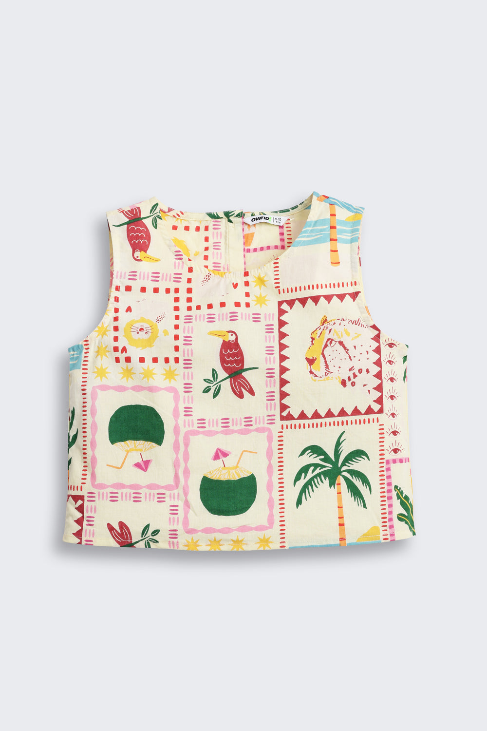 Yellow Tropical Theme Regular Fit Co-ord Set for Tweens Girls - Image 2