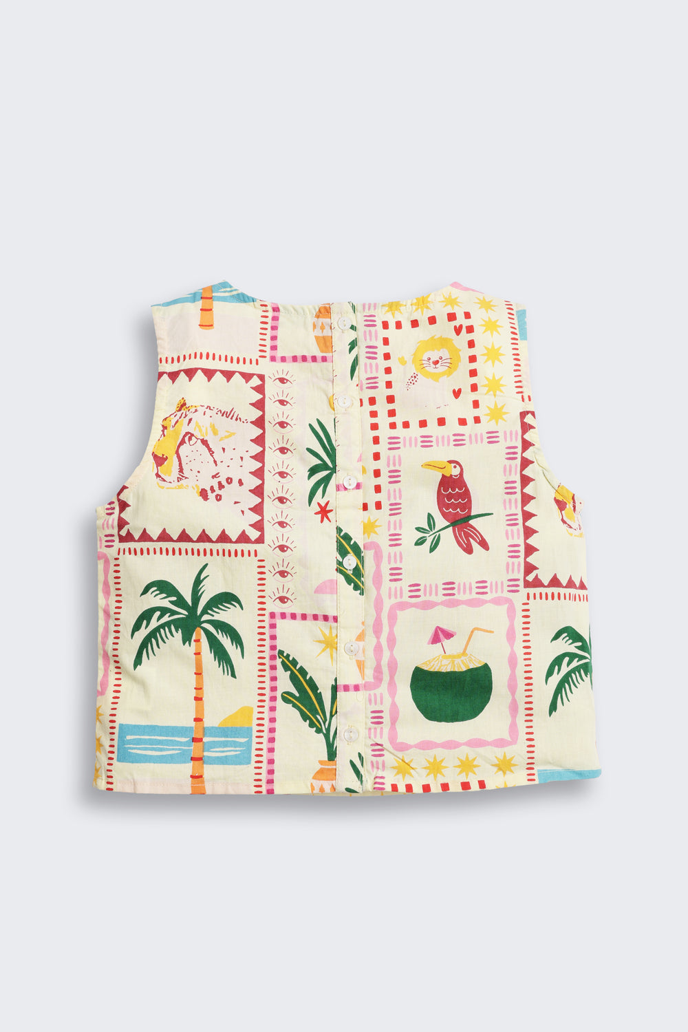 Yellow Tropical Theme Regular Fit Co-ord Set for Tweens Girls - Image 3
