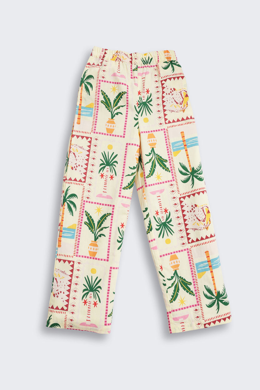 Yellow Tropical Theme Regular Fit Co-ord Set for Tweens Girls - Image 4