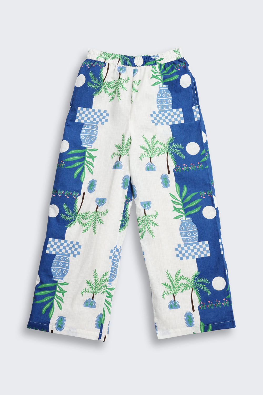 Blue Floral Regular Fit Pants for Tweens Girls - Image 2