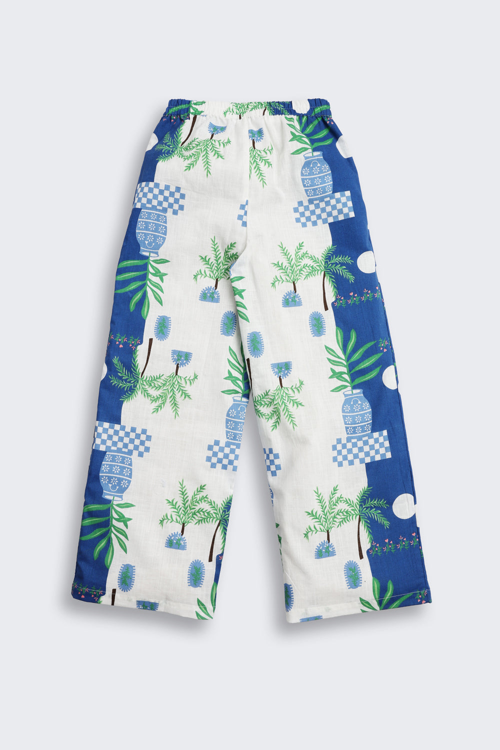 Blue Floral Regular Fit Pants for Tweens Girls - Image 3
