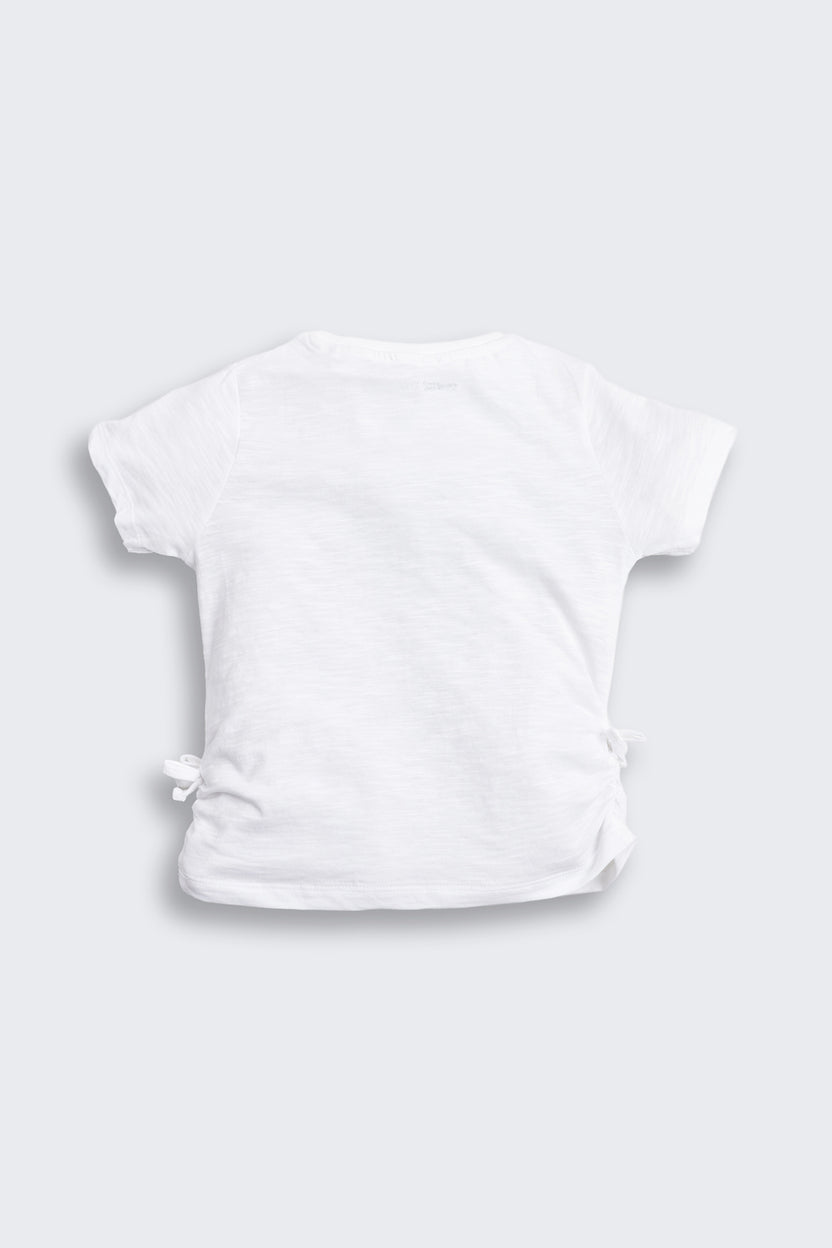 White Fruits Printed Regular Fit T-Shirt for Girls - Image 3
