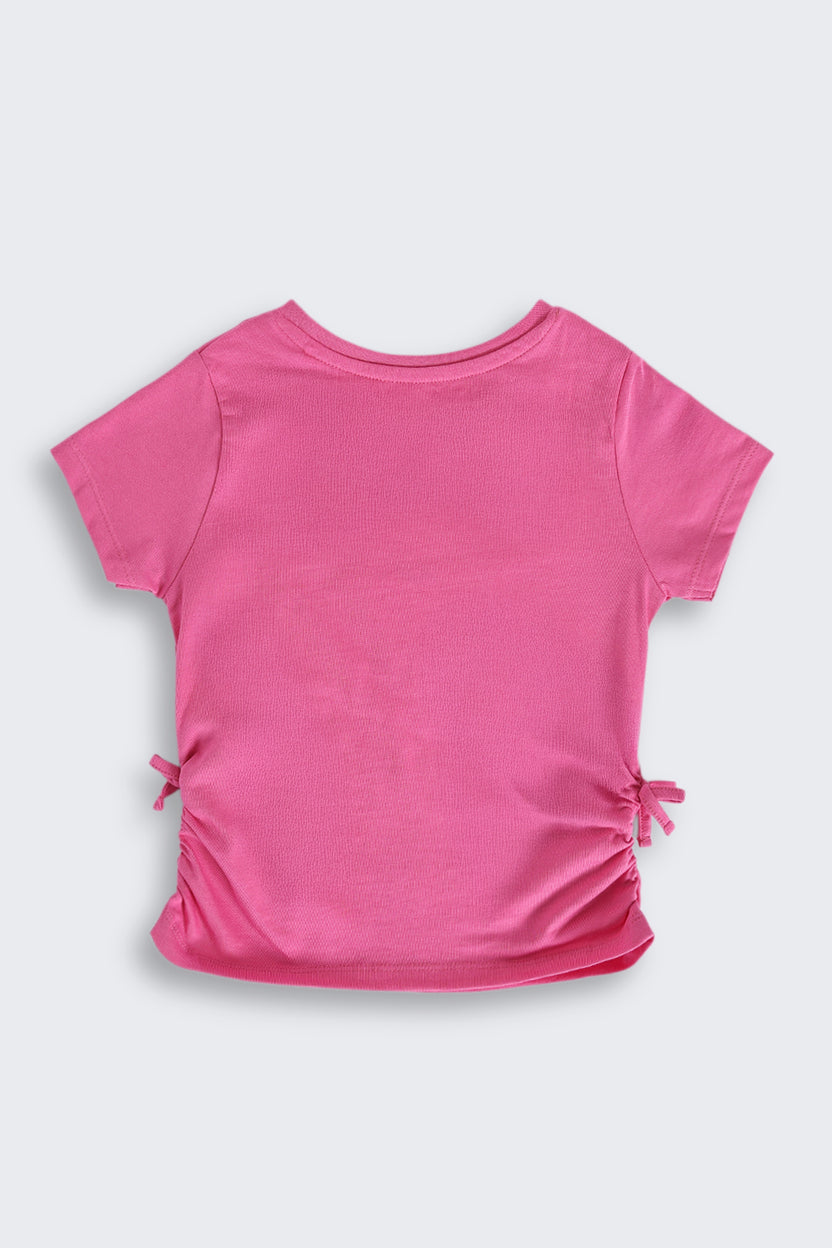 Pink Flower Embroidered T-Shirt for Girls - Image 3