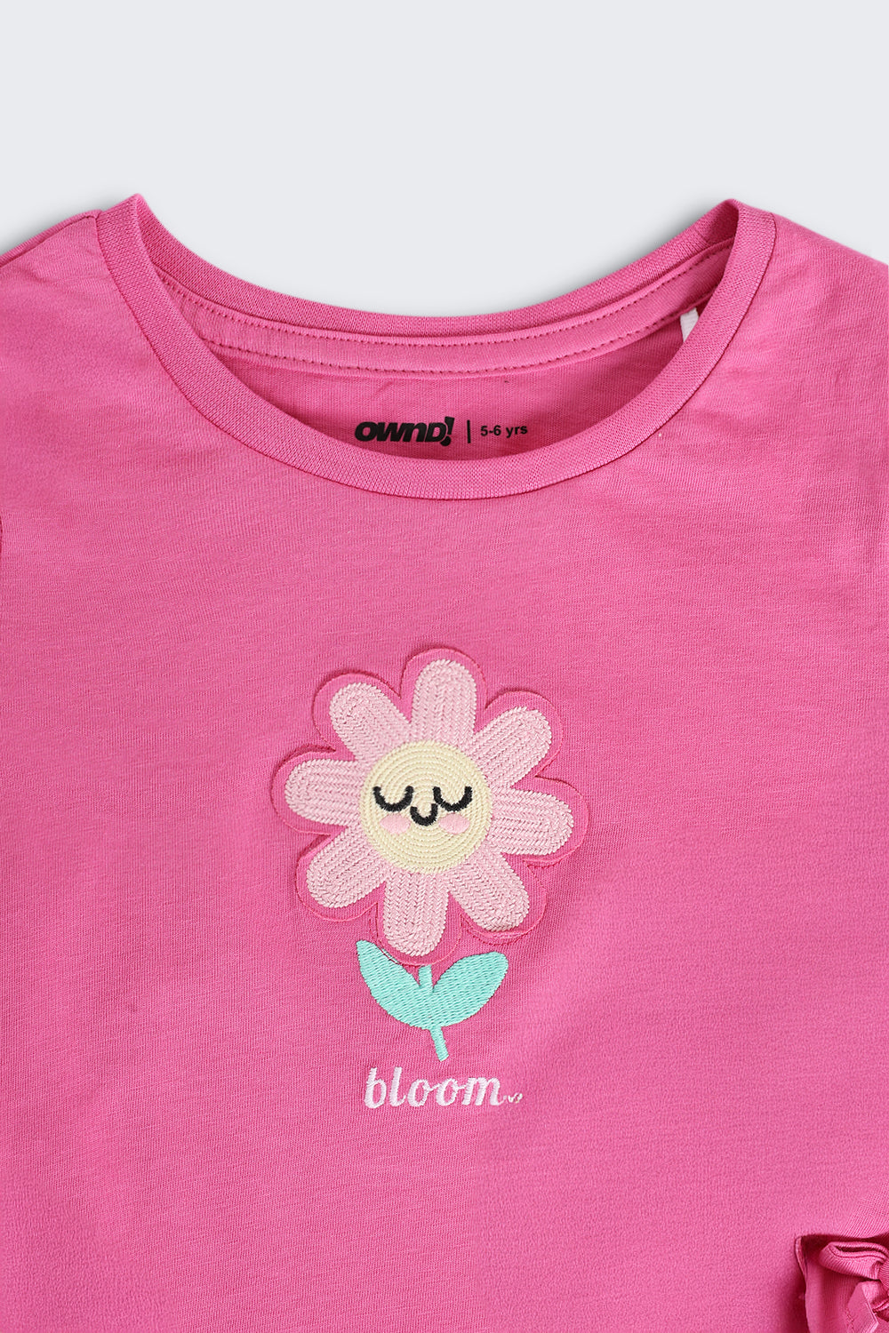 Pink Flower Embroidered T-Shirt for Girls - Image 6