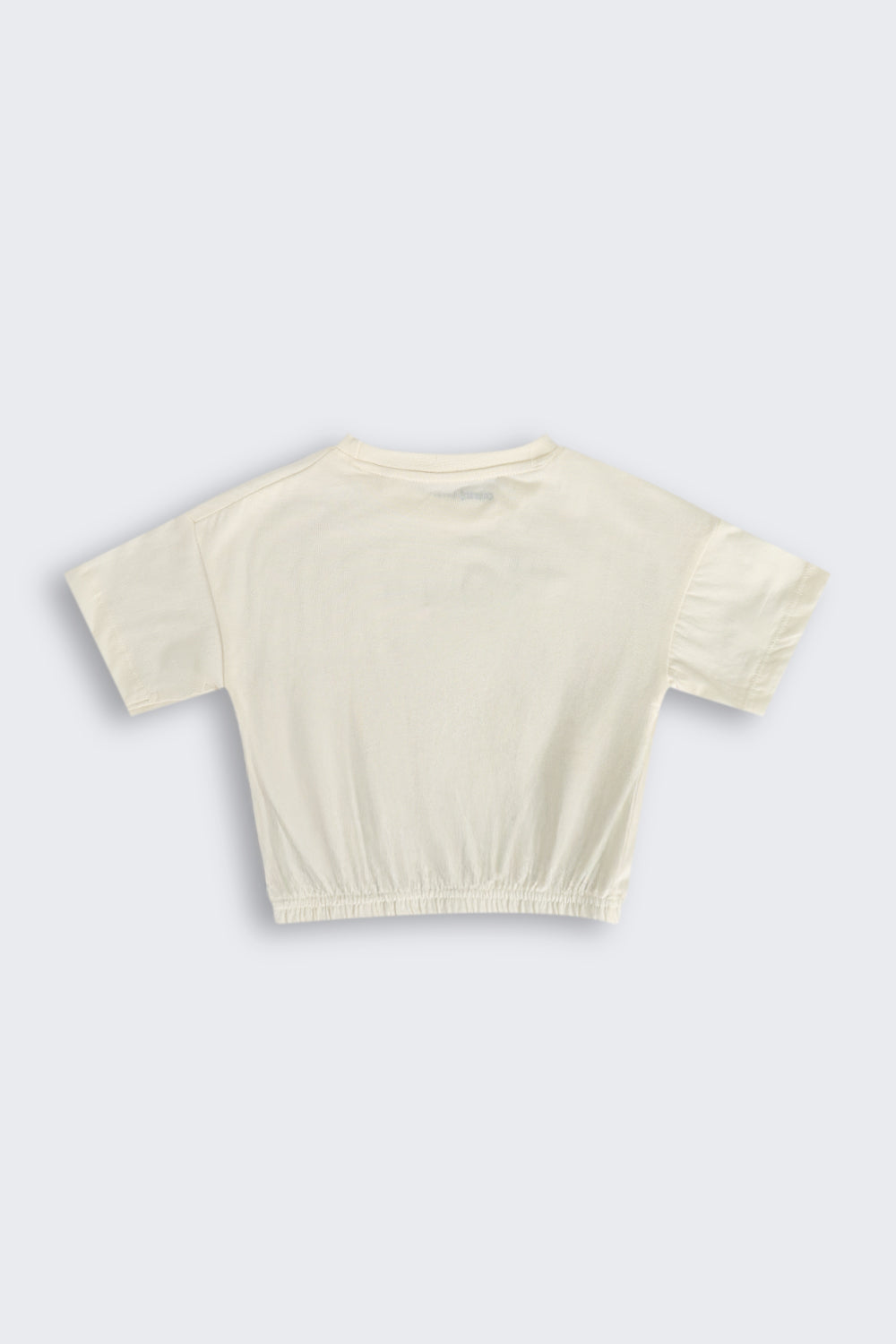 Off White Graphic Printed Elastic-Hem Top for Girls - Image 3
