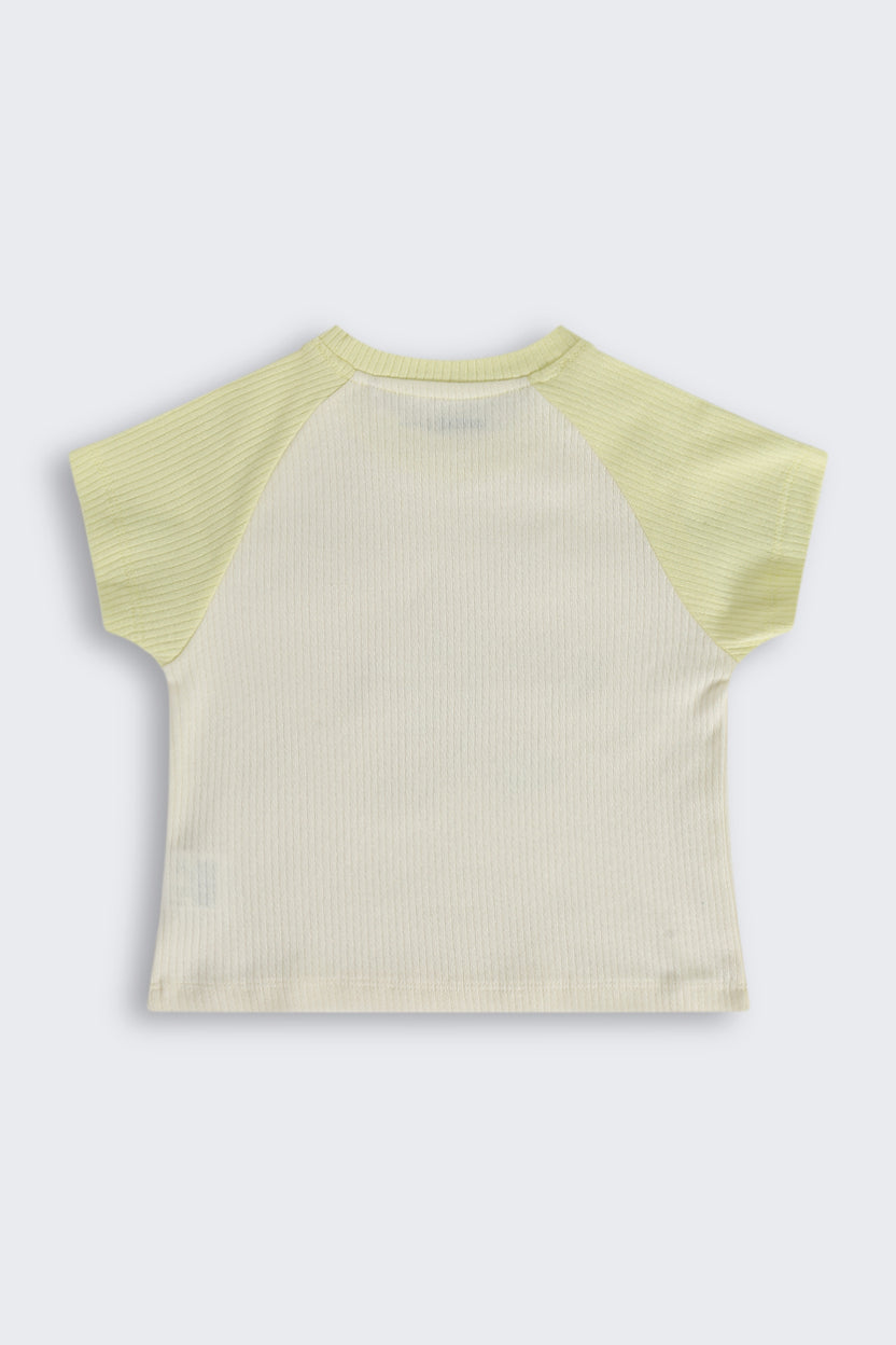 Off White Floral Graphic Cotton Regular Fit T-Shirt for Girls - Image 3