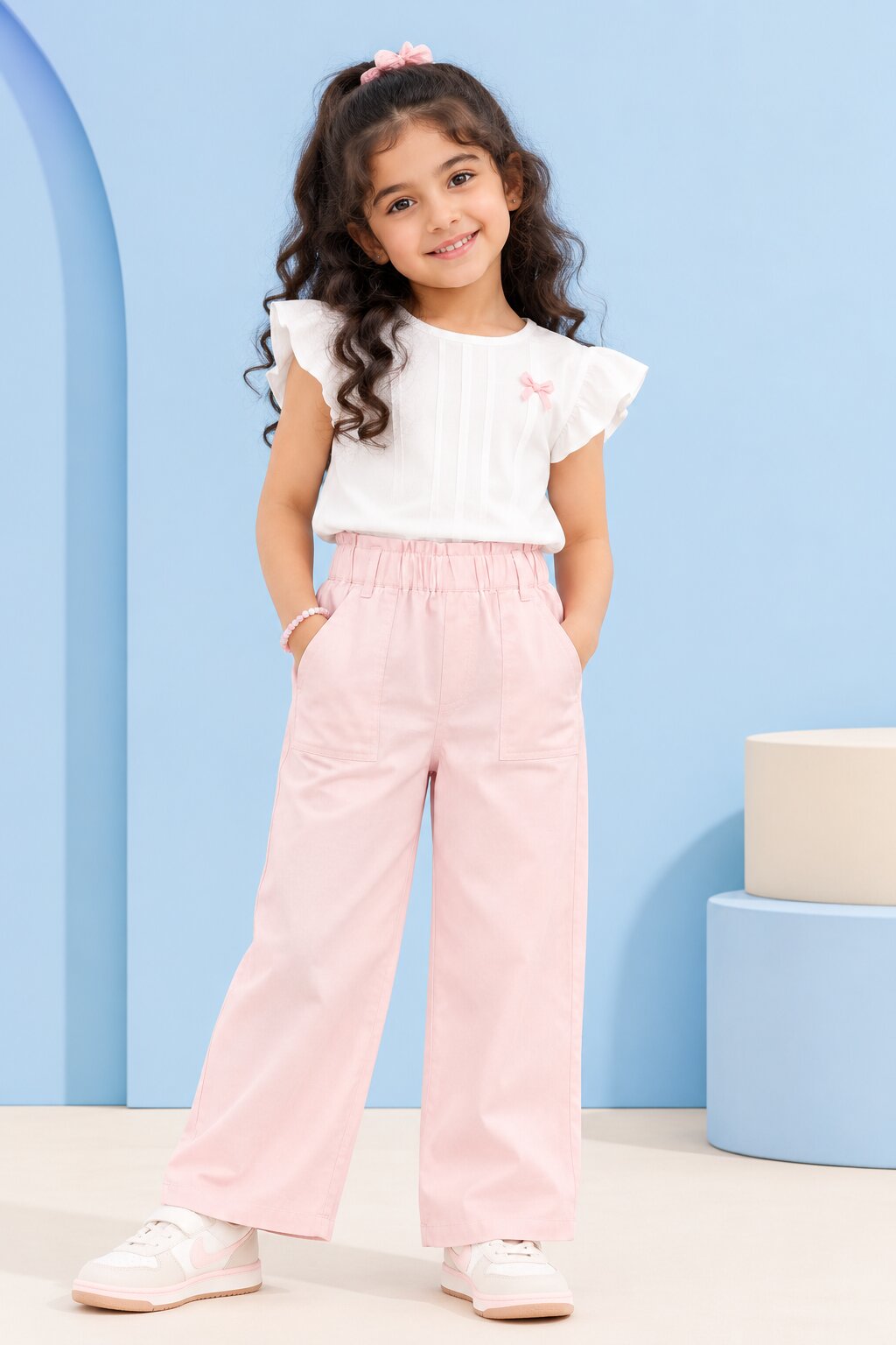 Pink Solid Pant for Girls - Image 1