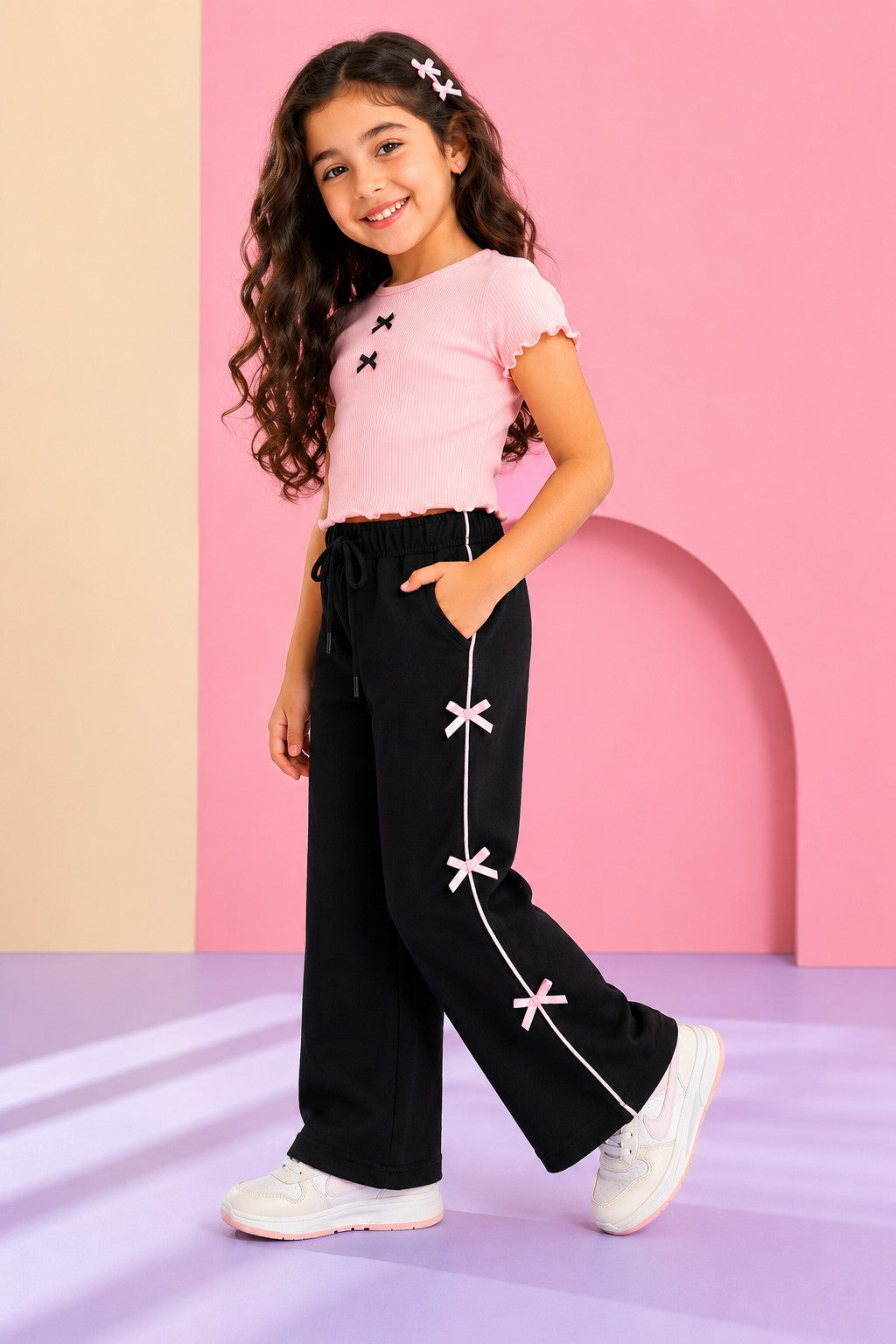 Black Bow Detail Jogger - Image 1