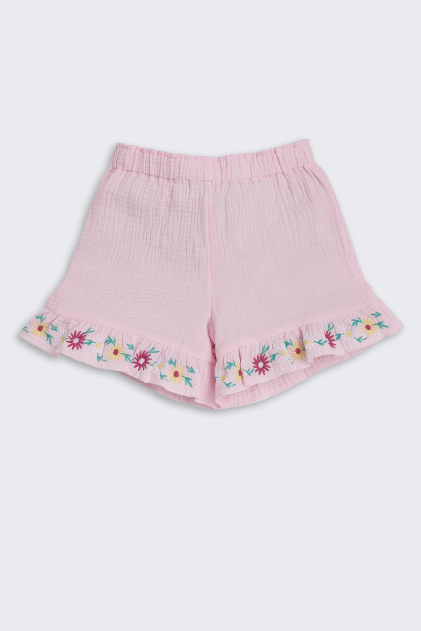 Pink Embroidered Regular Fit Co-ord Set for Girls - Image 5
