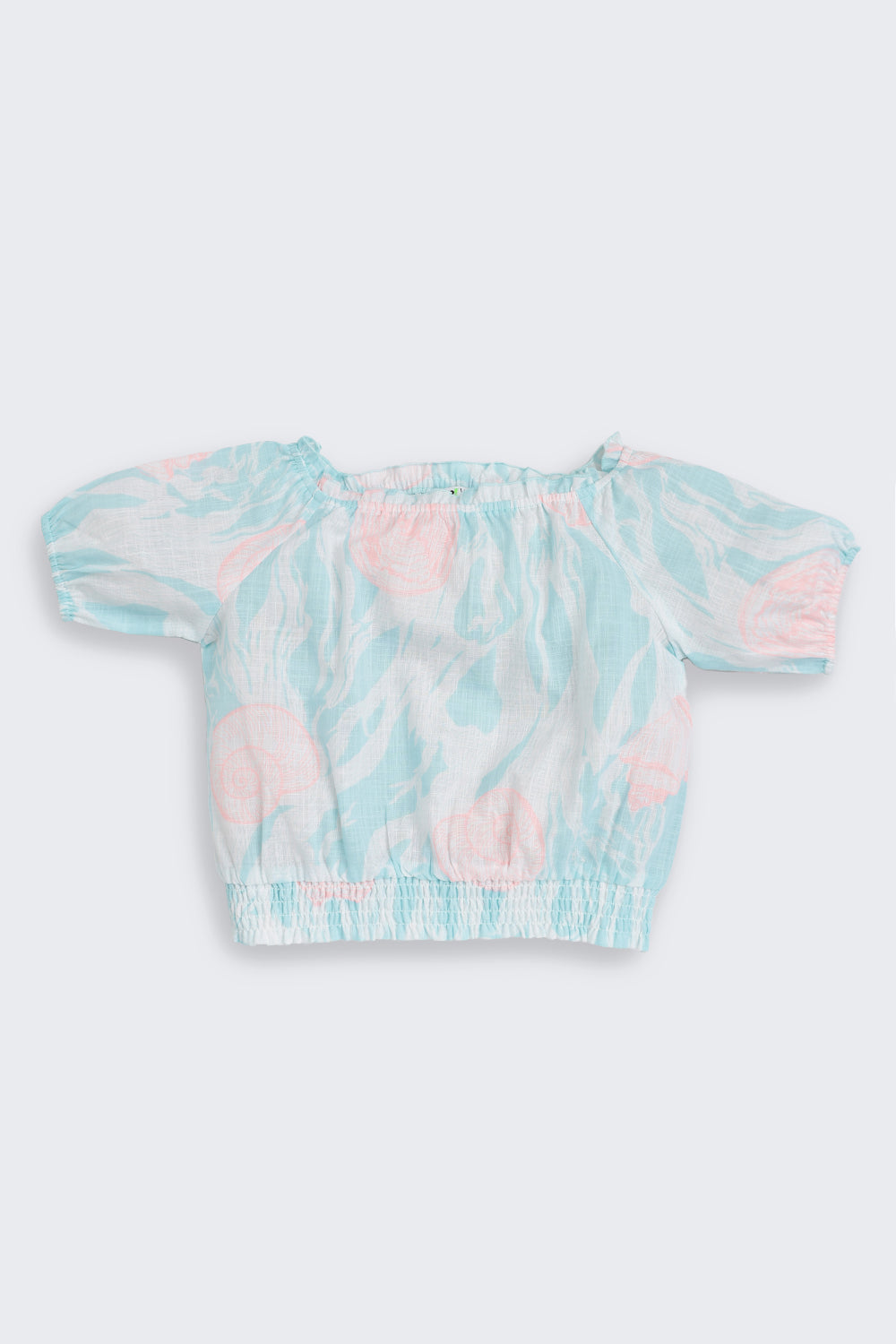 Light Blue Shell Print Regular Fit Co-ord Set for Girls - Image 2