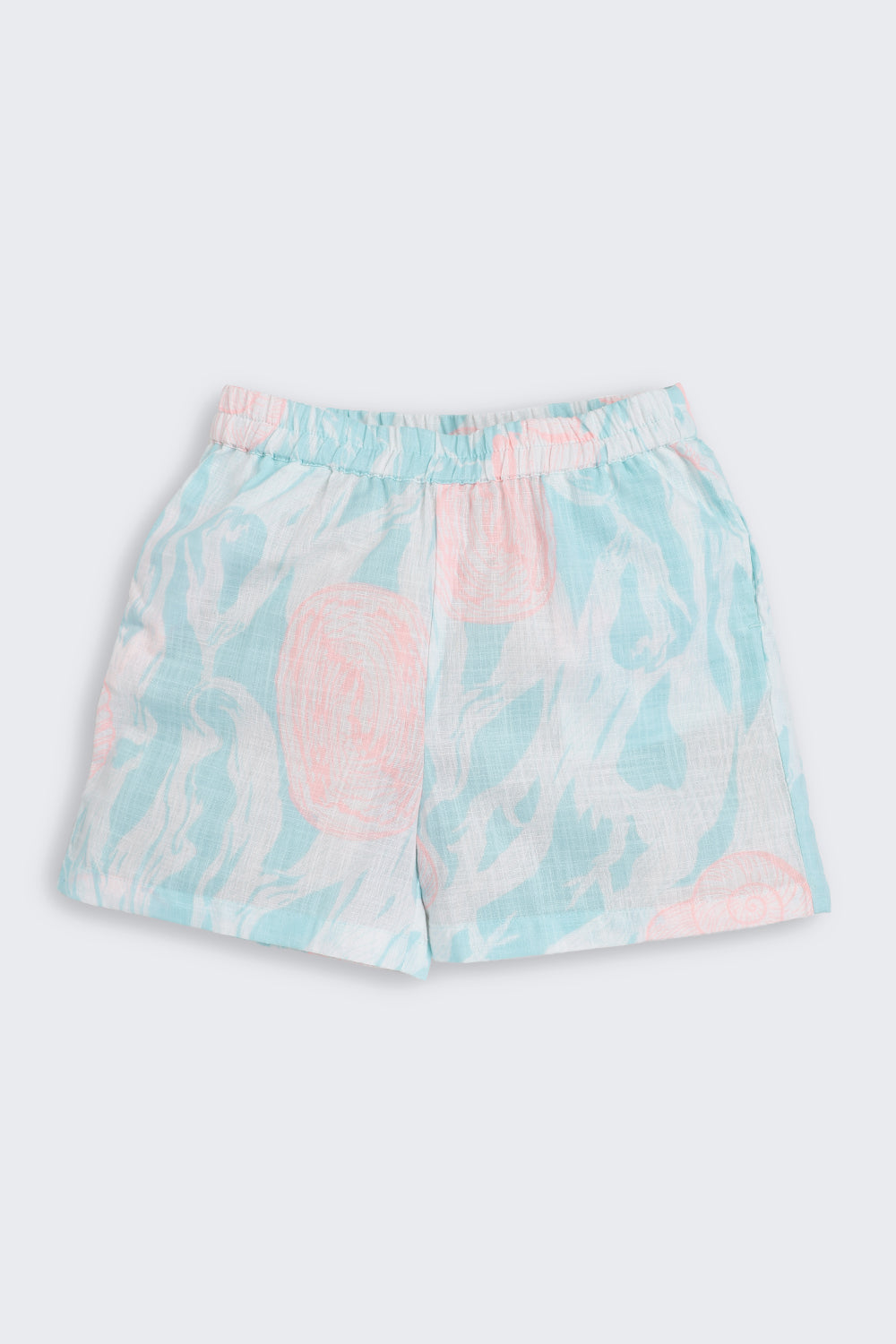 Light Blue Shell Print Regular Fit Co-ord Set for Girls - Image 4