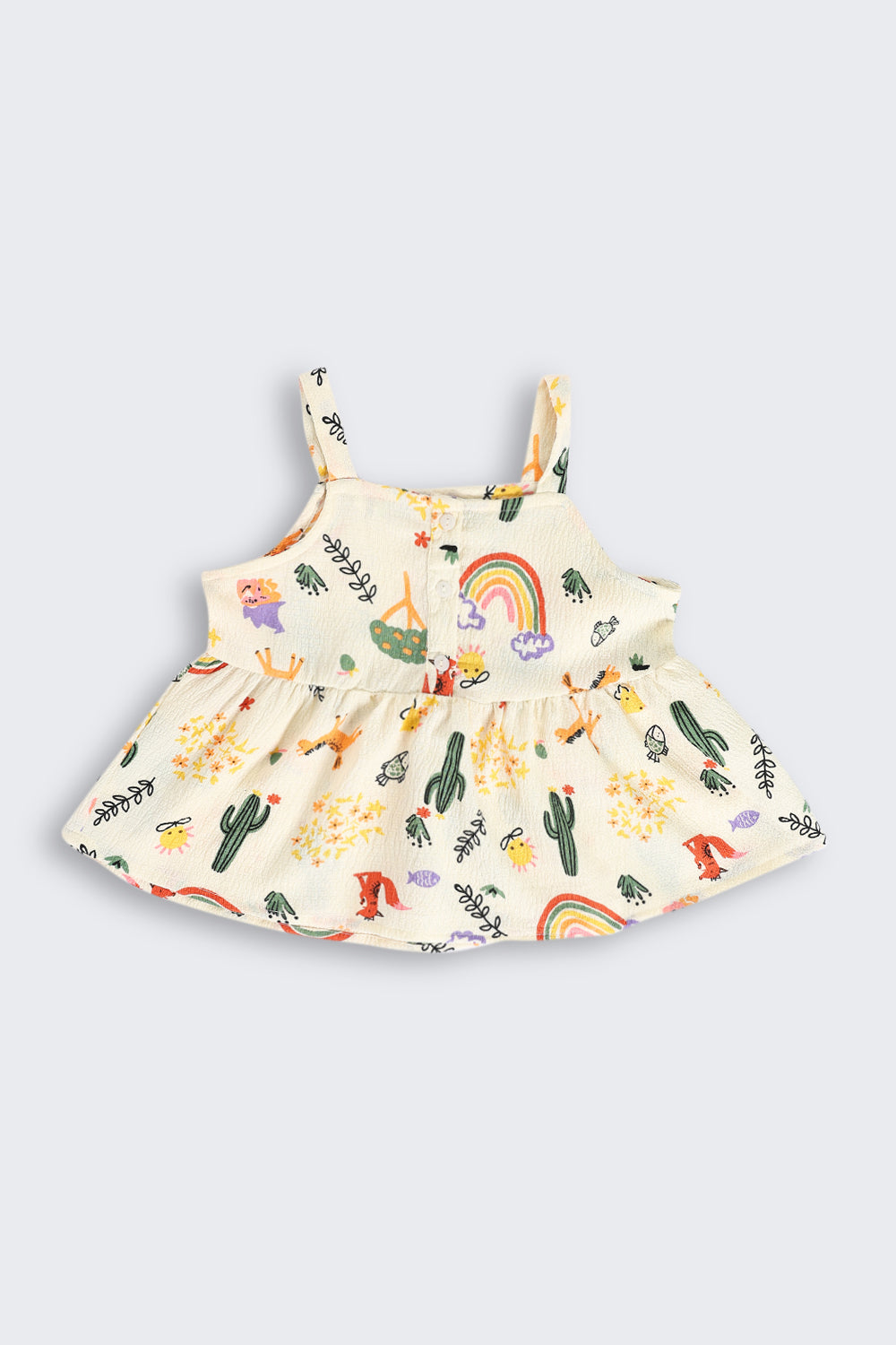 Off White Shoulder Straps Sleeves Regular Fit Co-ord Set for Girls - Image 3