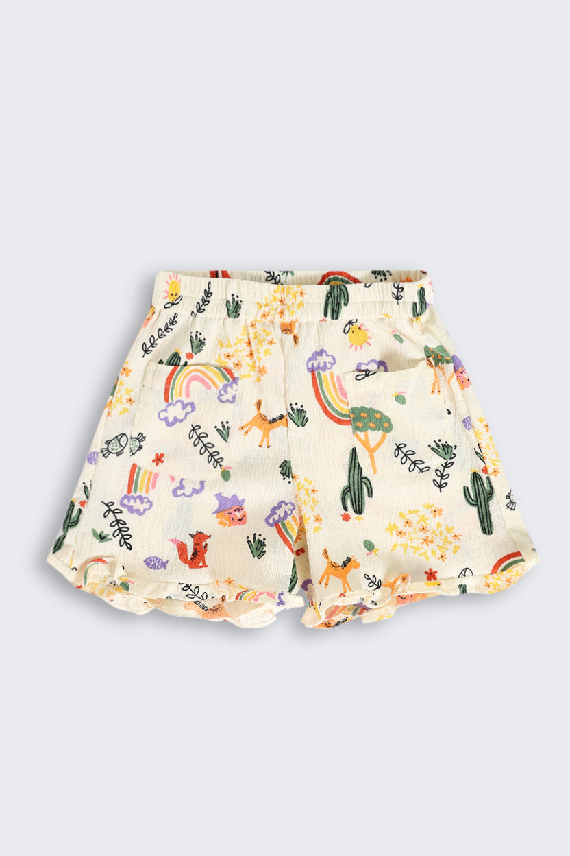 Off White Shoulder Straps Sleeves Regular Fit Co-ord Set for Girls - Image 5