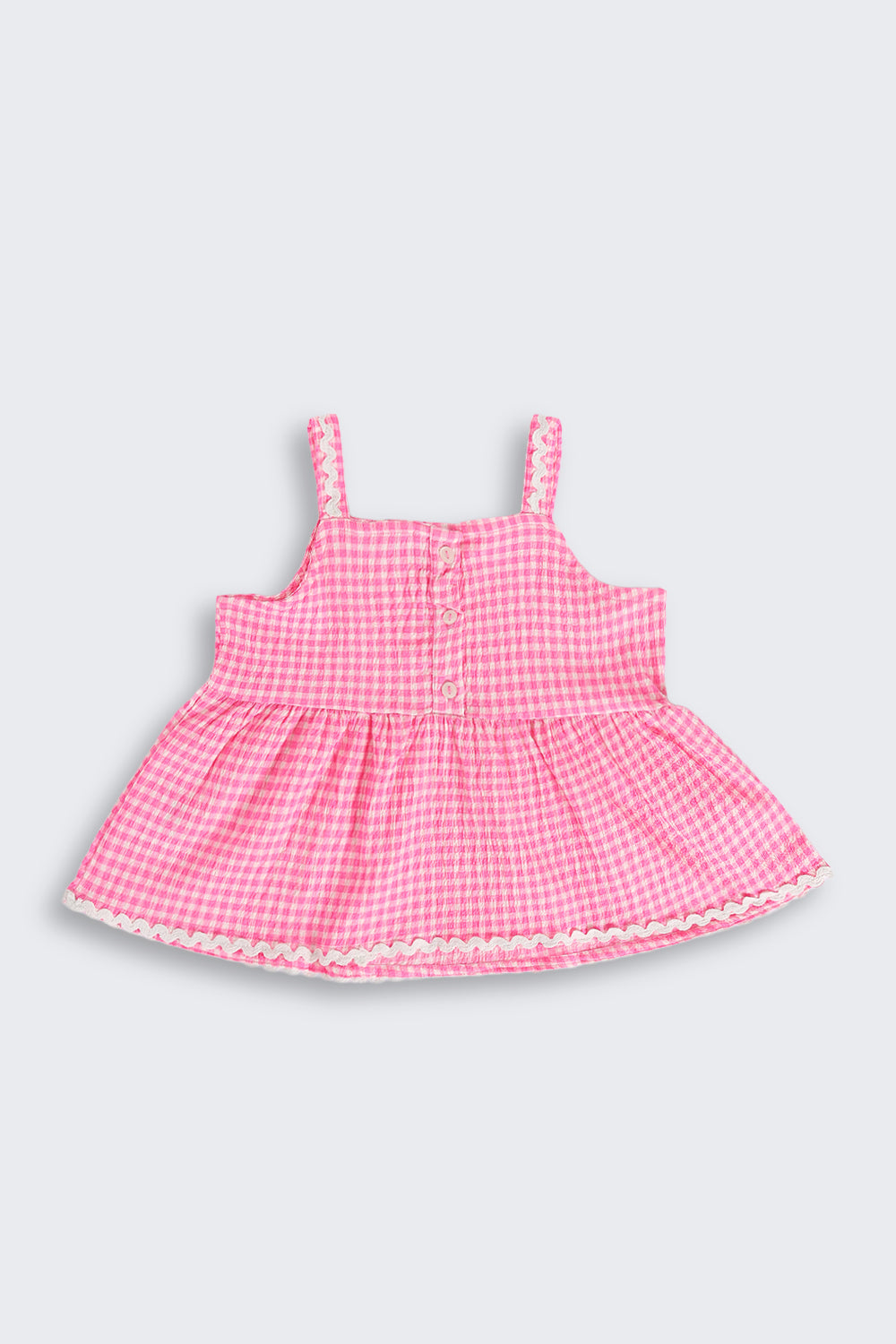 Pink Checked Shoulder Straps Co-ord Set for Girls - Image 3