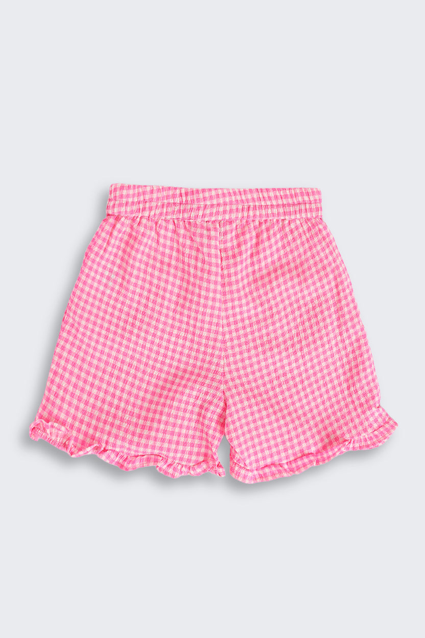 Pink Checked Shoulder Straps Co-ord Set for Girls - Image 5