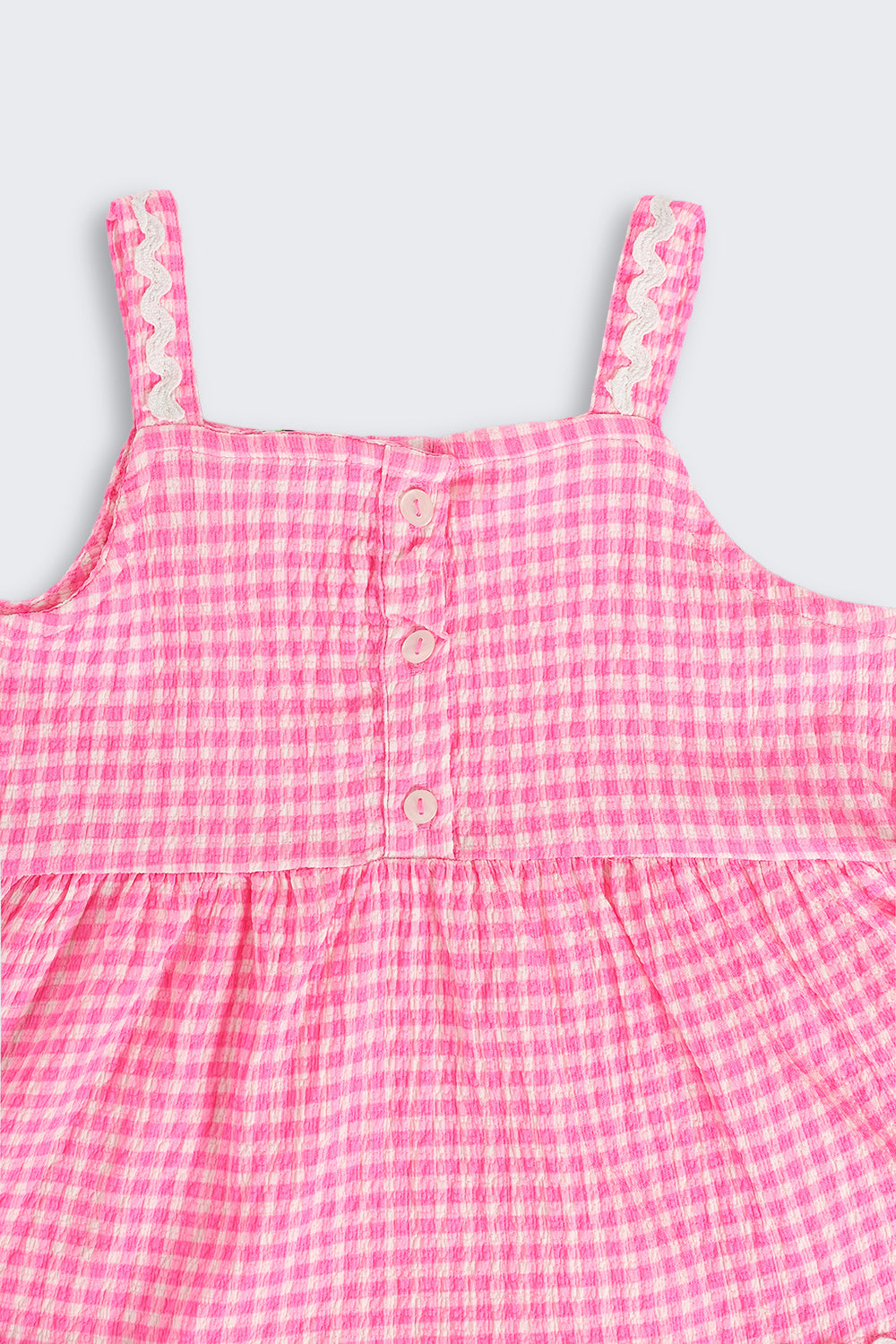 Pink Checked Shoulder Straps Co-ord Set for Girls - Image 6