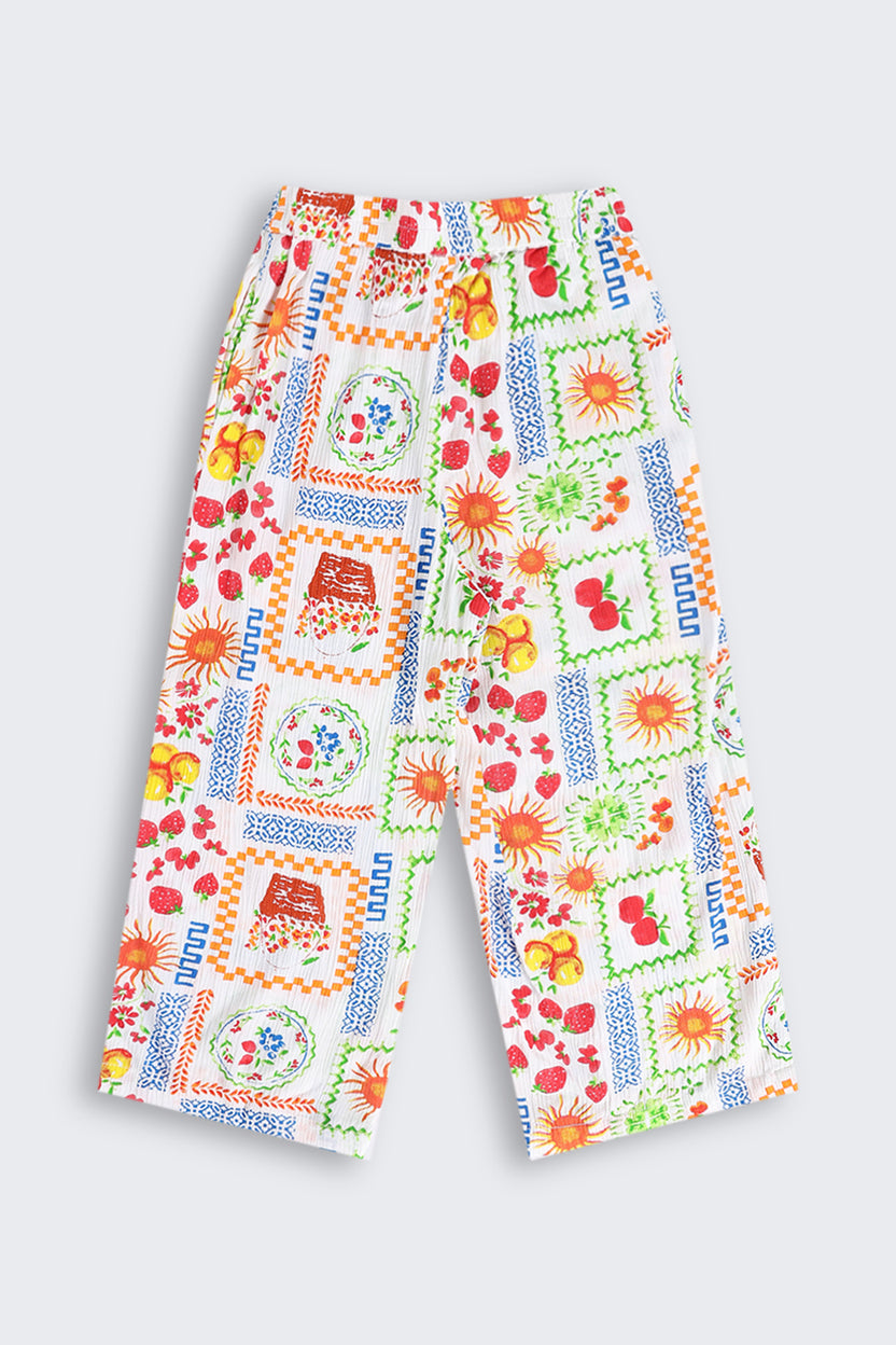 Off White All Over Printed Shoulder Straps Co-ord Set For Girls - Image 4