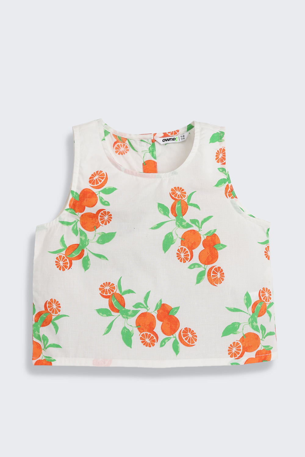Off White Fruits Printed Regular Fit Co-ord Set for Girls - Image 2