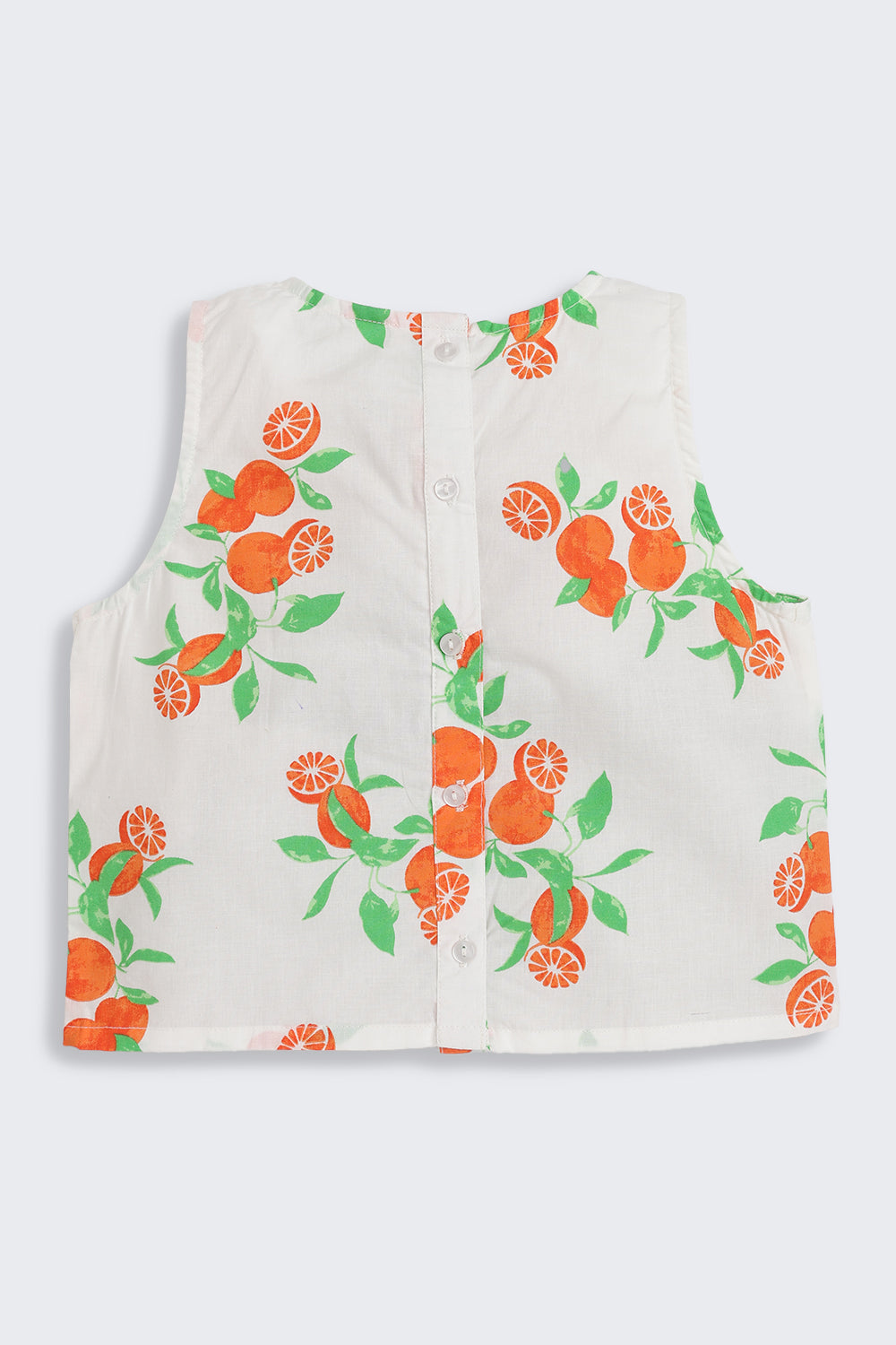 Off White Fruits Printed Regular Fit Co-ord Set for Girls - Image 3