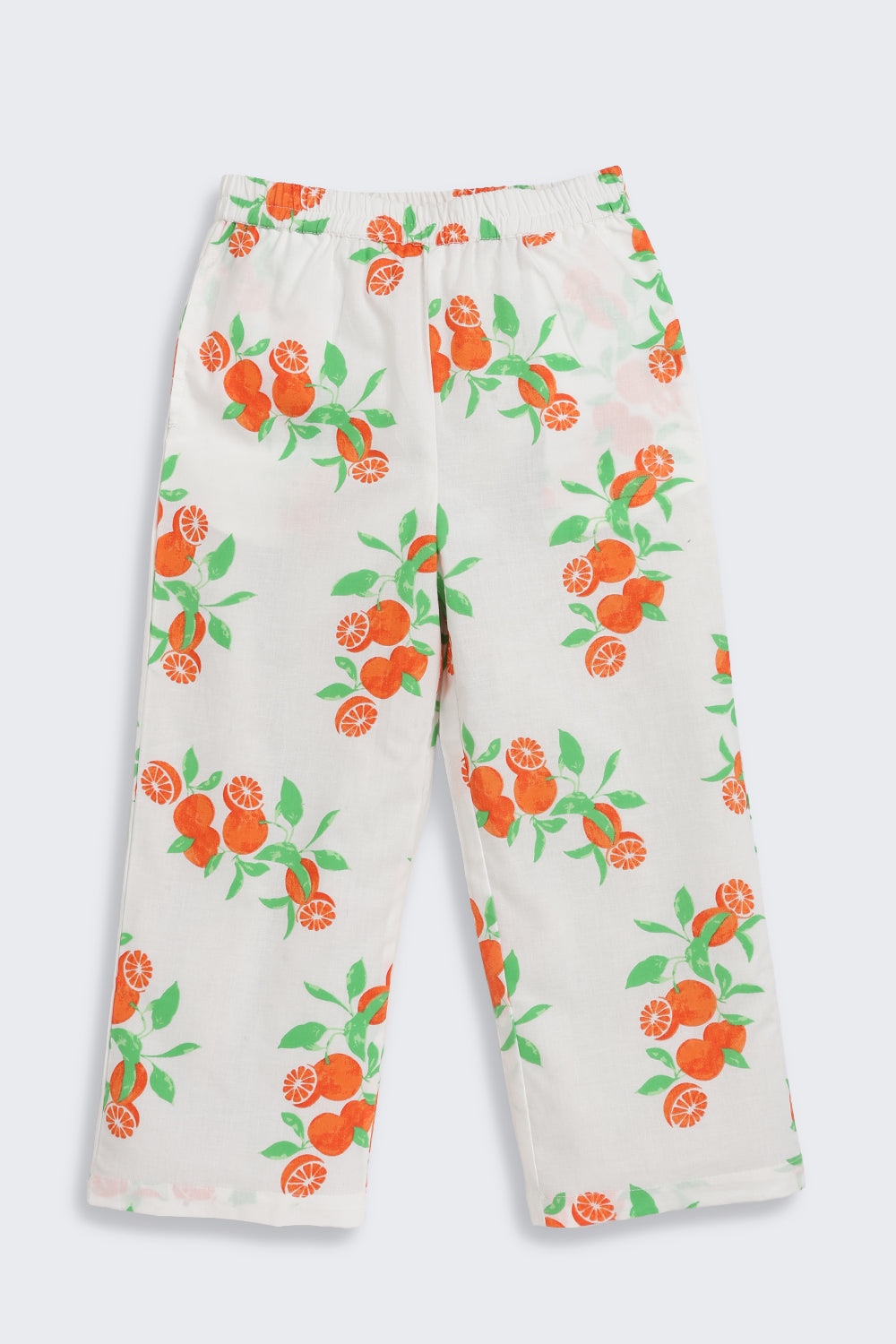 Off White Fruits Printed Regular Fit Co-ord Set for Girls - Image 4