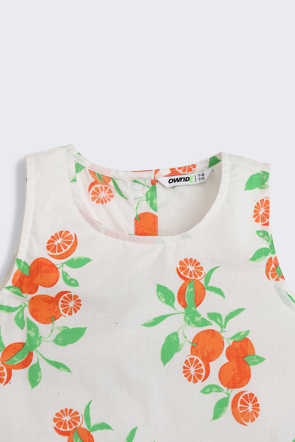 Off White Fruits Printed Regular Fit Co-ord Set for Girls - Image 6