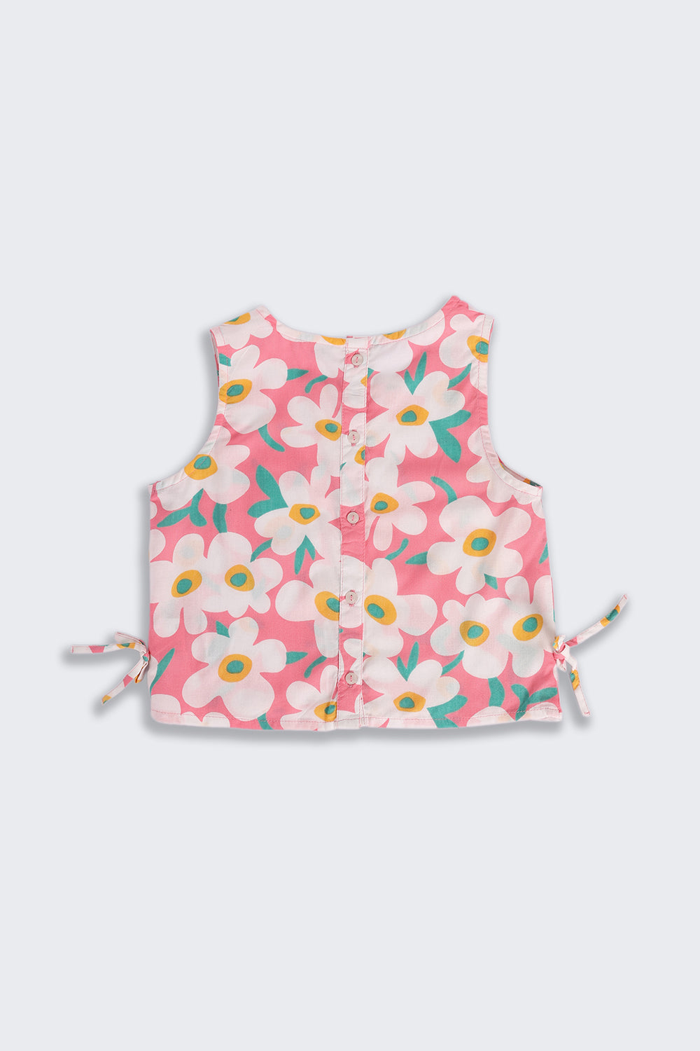 Coral Floral Printed Regular Fit Co-ord Set for Girls - Image 4