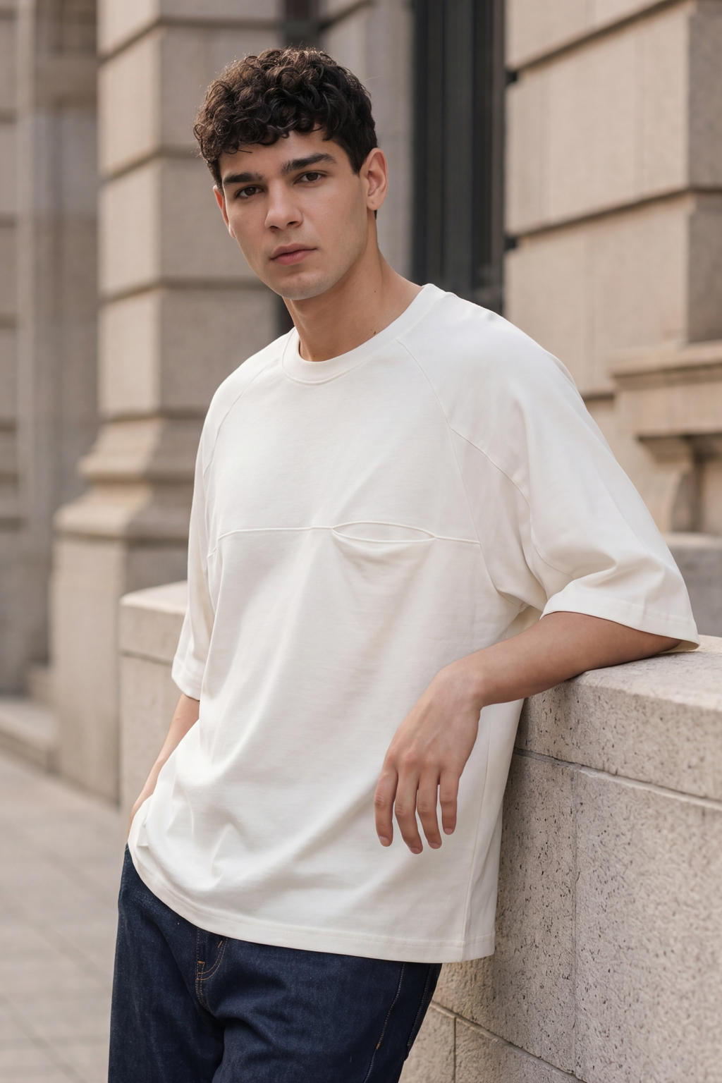 Off White Oversized Fit T-Shirt for Men - Image 1