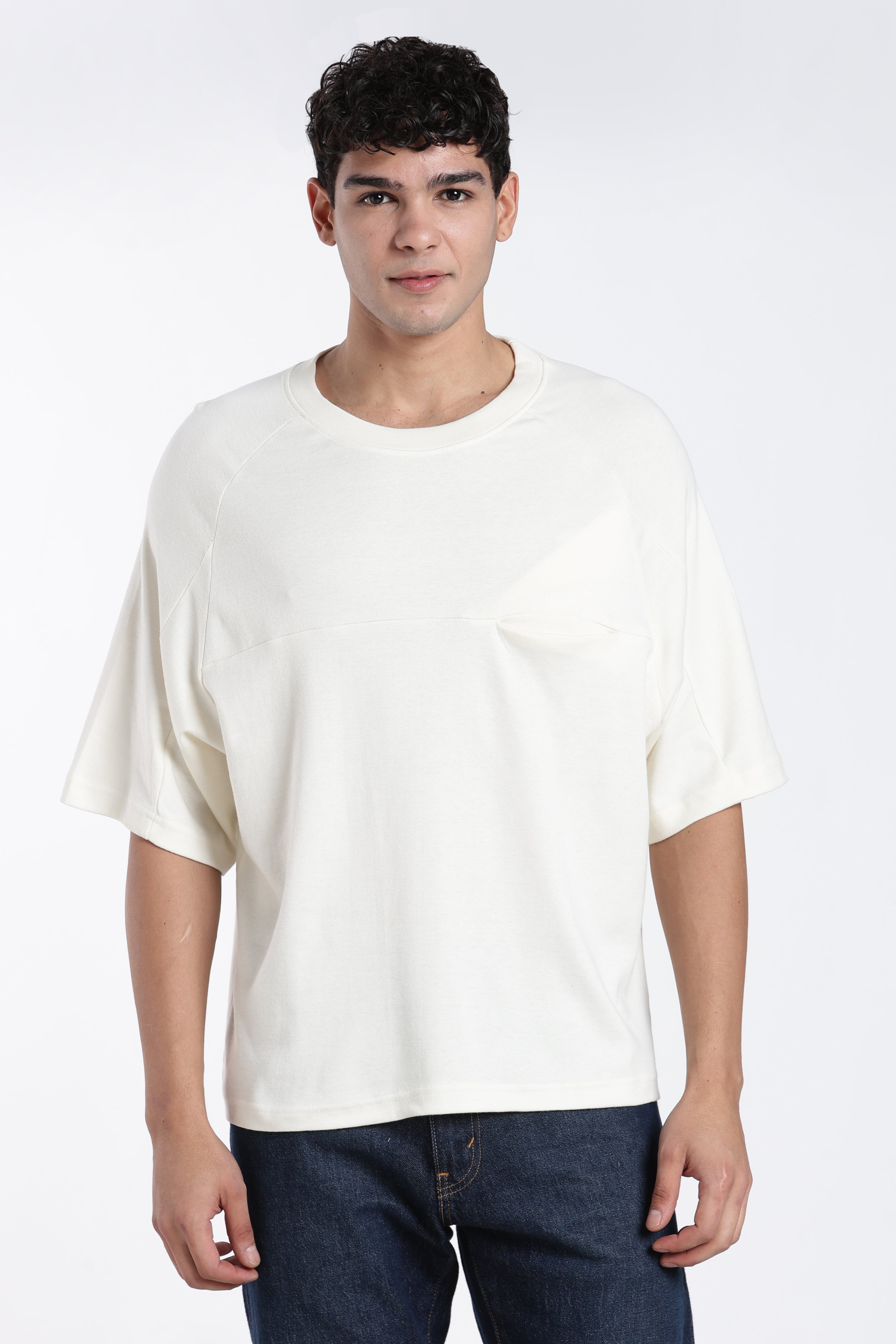 Off White Oversized Fit T-Shirt for Men - Image 2