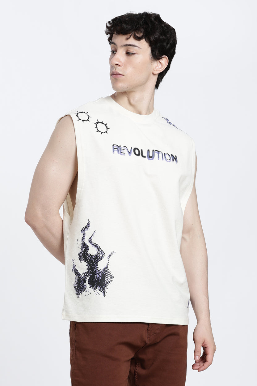 White Graphic Oversized Fit T-Shirt for Men - Image 4