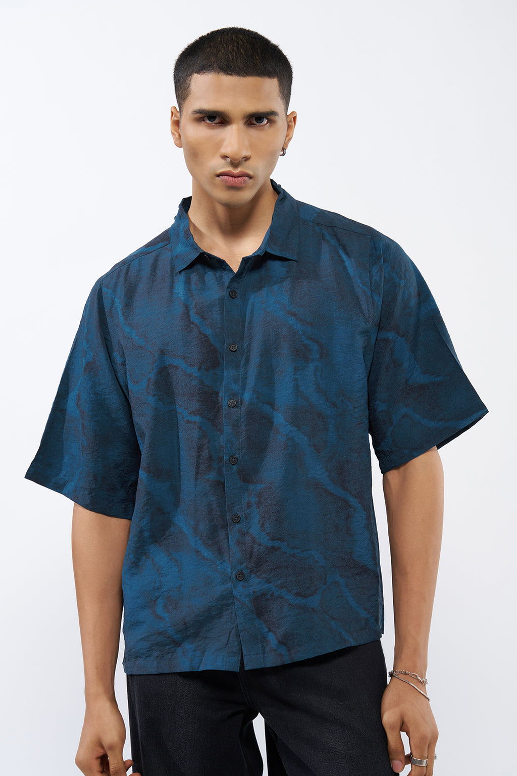 Teal All - Over Printed Regular Fit Shirt for Men - Image 2