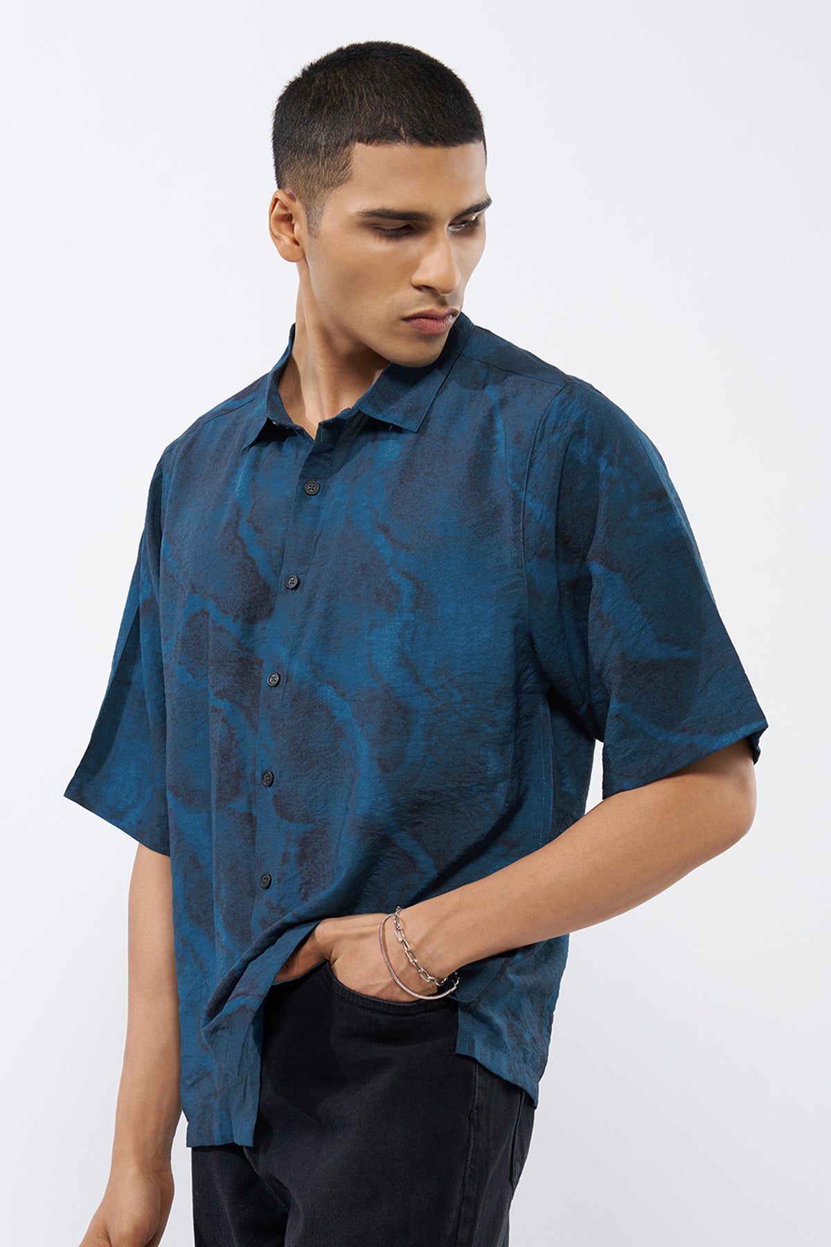 Teal All - Over Printed Regular Fit Shirt for Men - Image 4