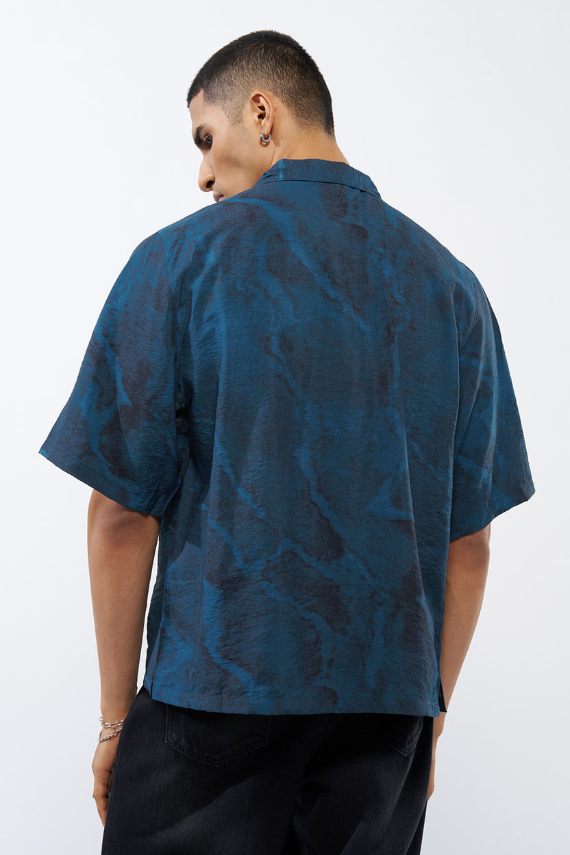 Teal All - Over Printed Regular Fit Shirt For Men - Image 5