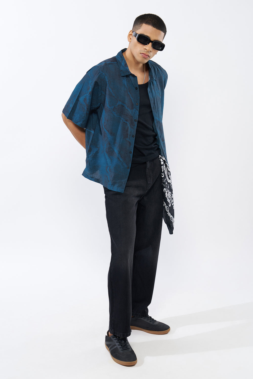Teal All - Over Printed Regular Fit Shirt for Men - Image 6