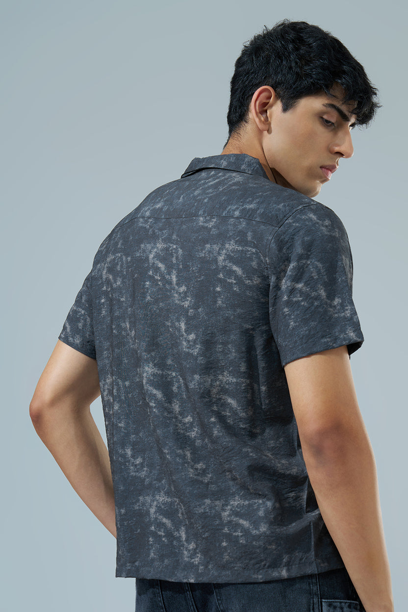 Charcoal Printed Regular Fit Casual Shirt For Men - Image 5
