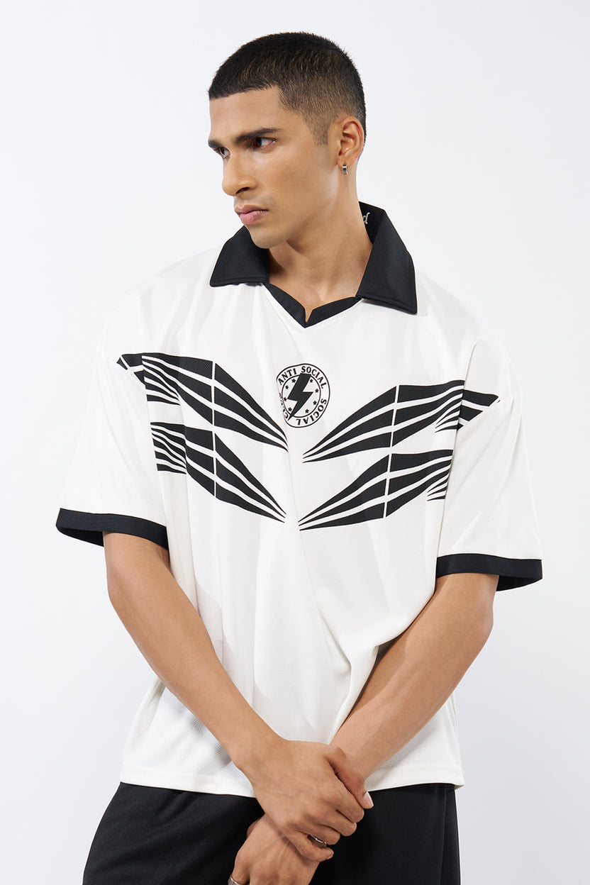 Off White Graphic Printed Oversized Fit T-Shirt for Men - Image 2