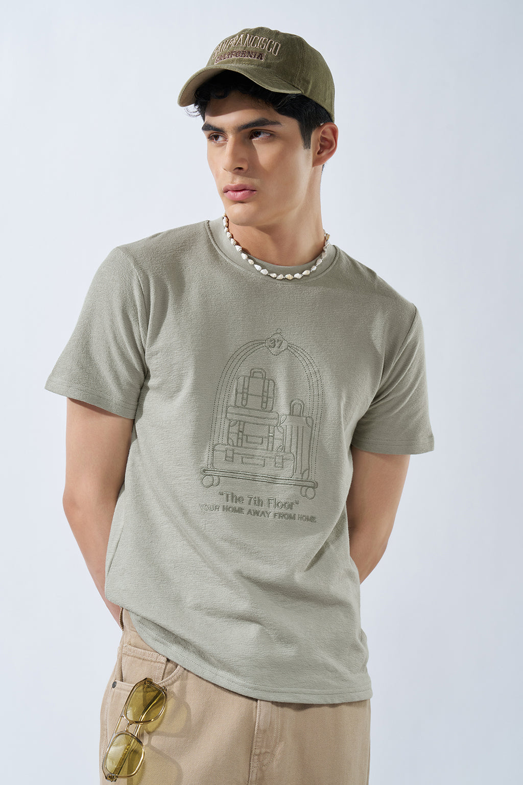 Sage Green Graphic T-Shirt for Men - Image 1