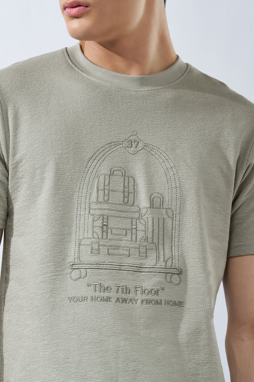 Sage Green Graphic T-Shirt for Men - Image 3
