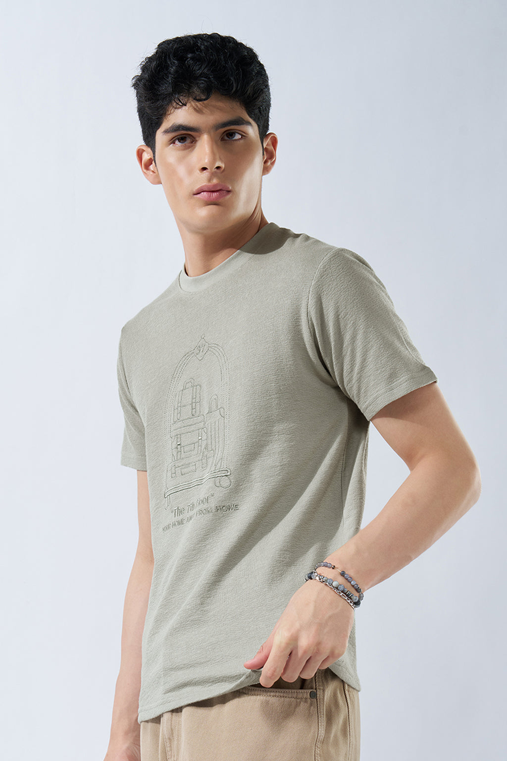 Sage Green Graphic T-Shirt for Men - Image 4