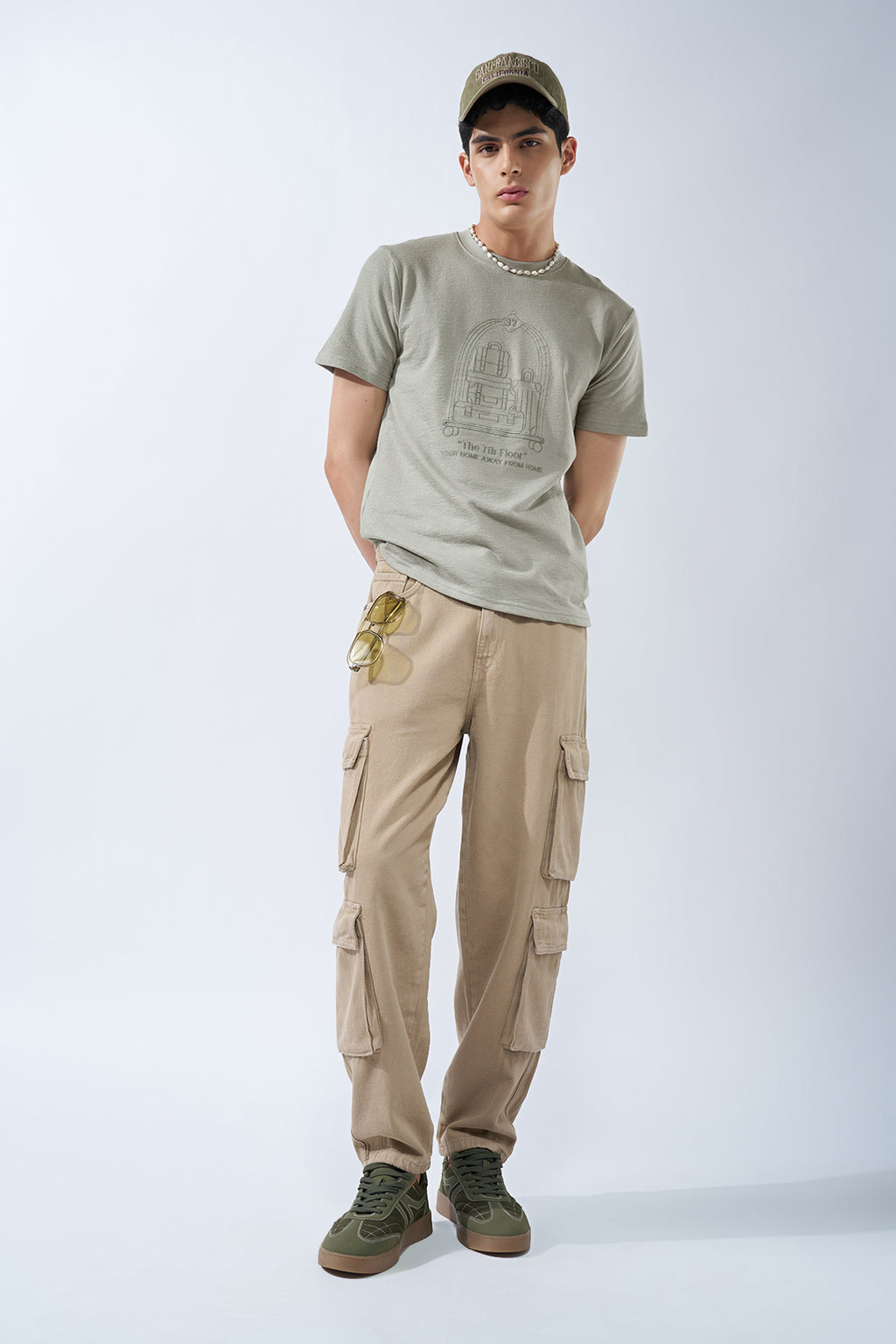 Sage Green Graphic T-Shirt for Men - Image 6
