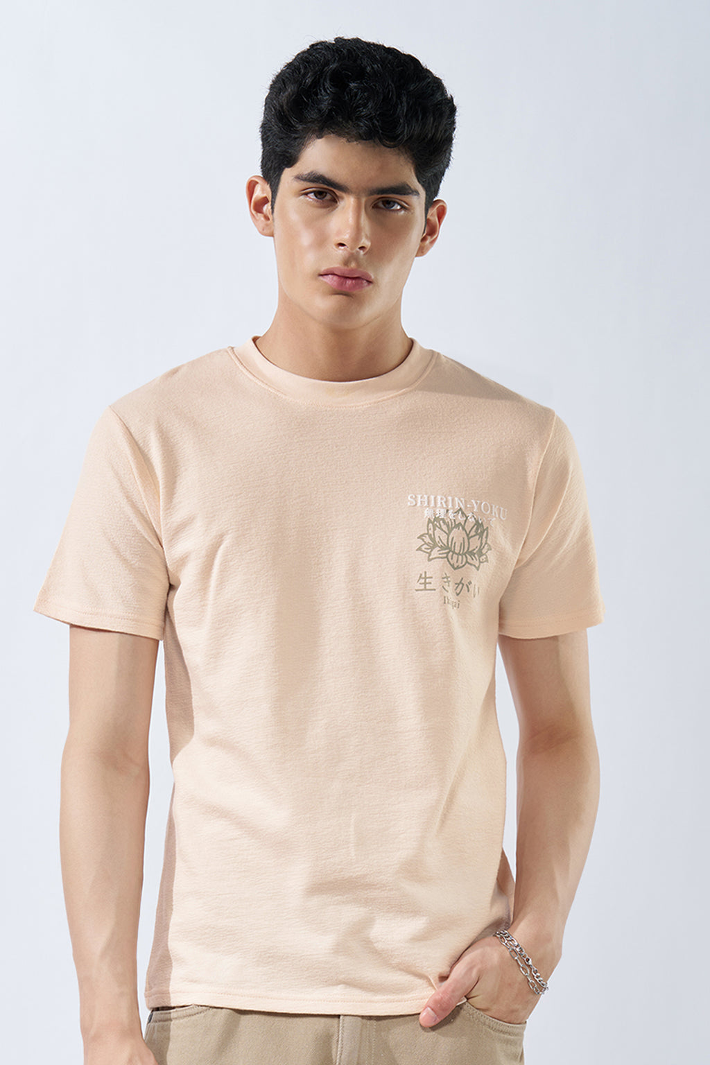 Peach Chest Graphic T-Shirt for Men - Image 2
