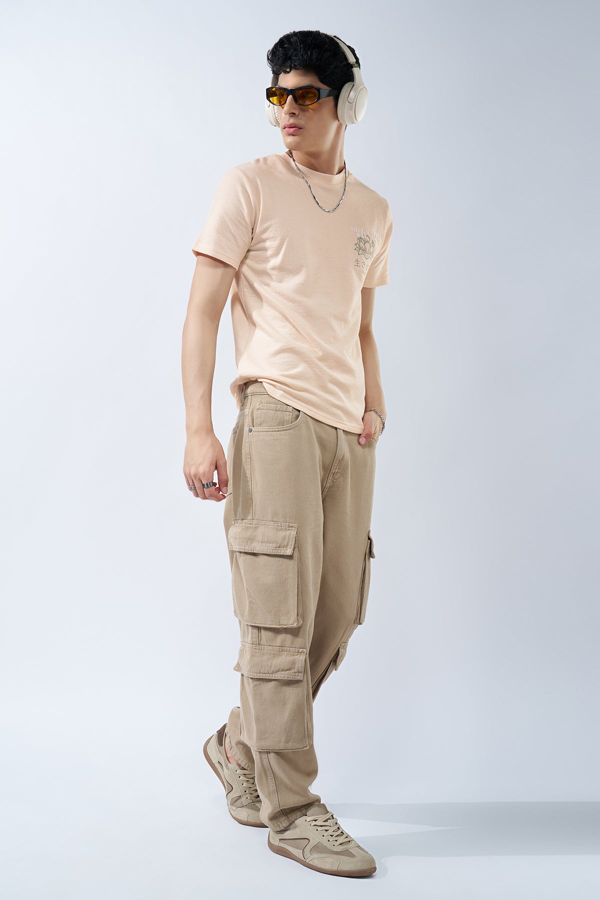 Peach Chest Graphic T-Shirt for Men - Image 6