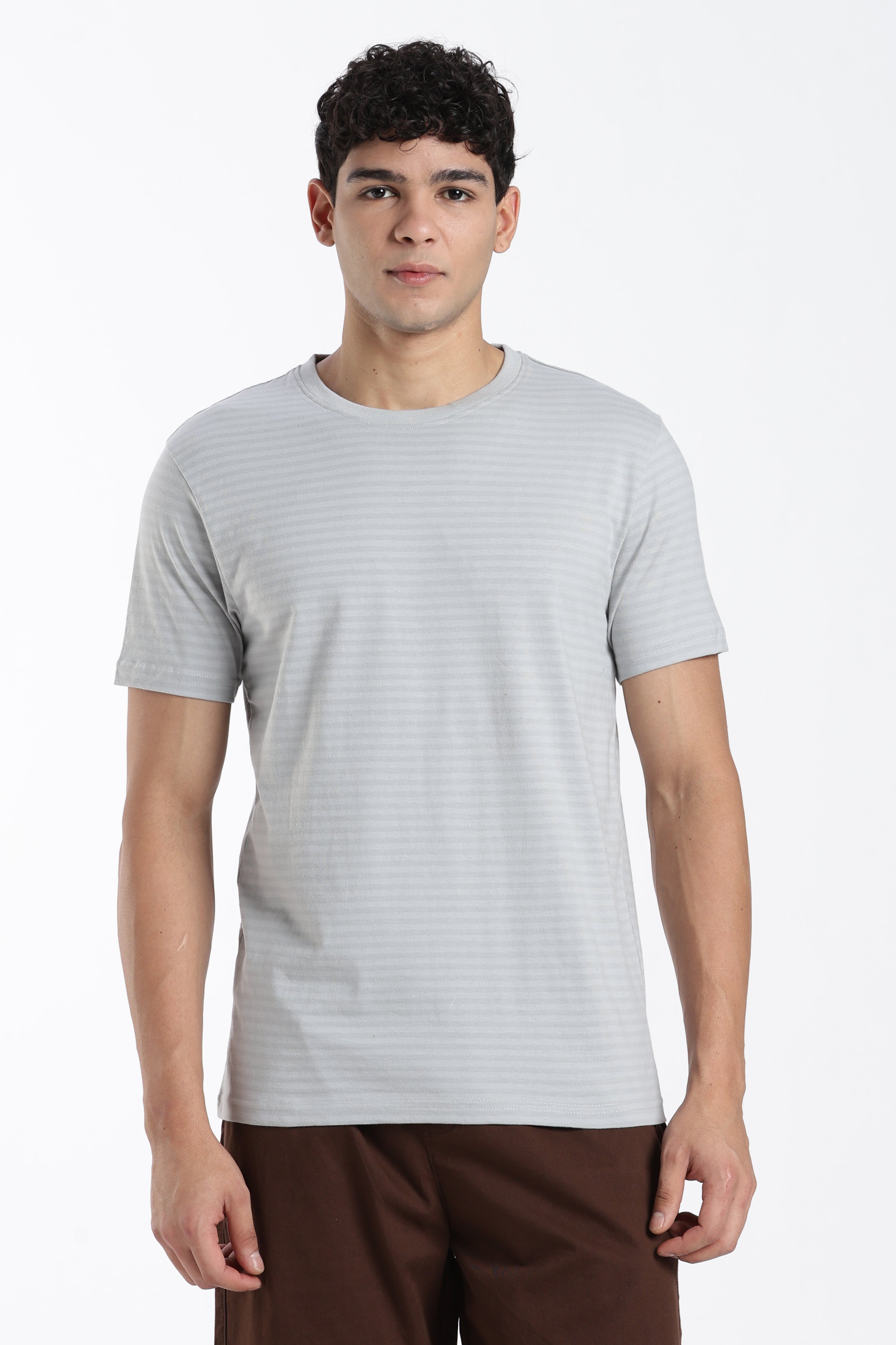 Blue Textured Regular Fit T-Shirt for Men - Image 2