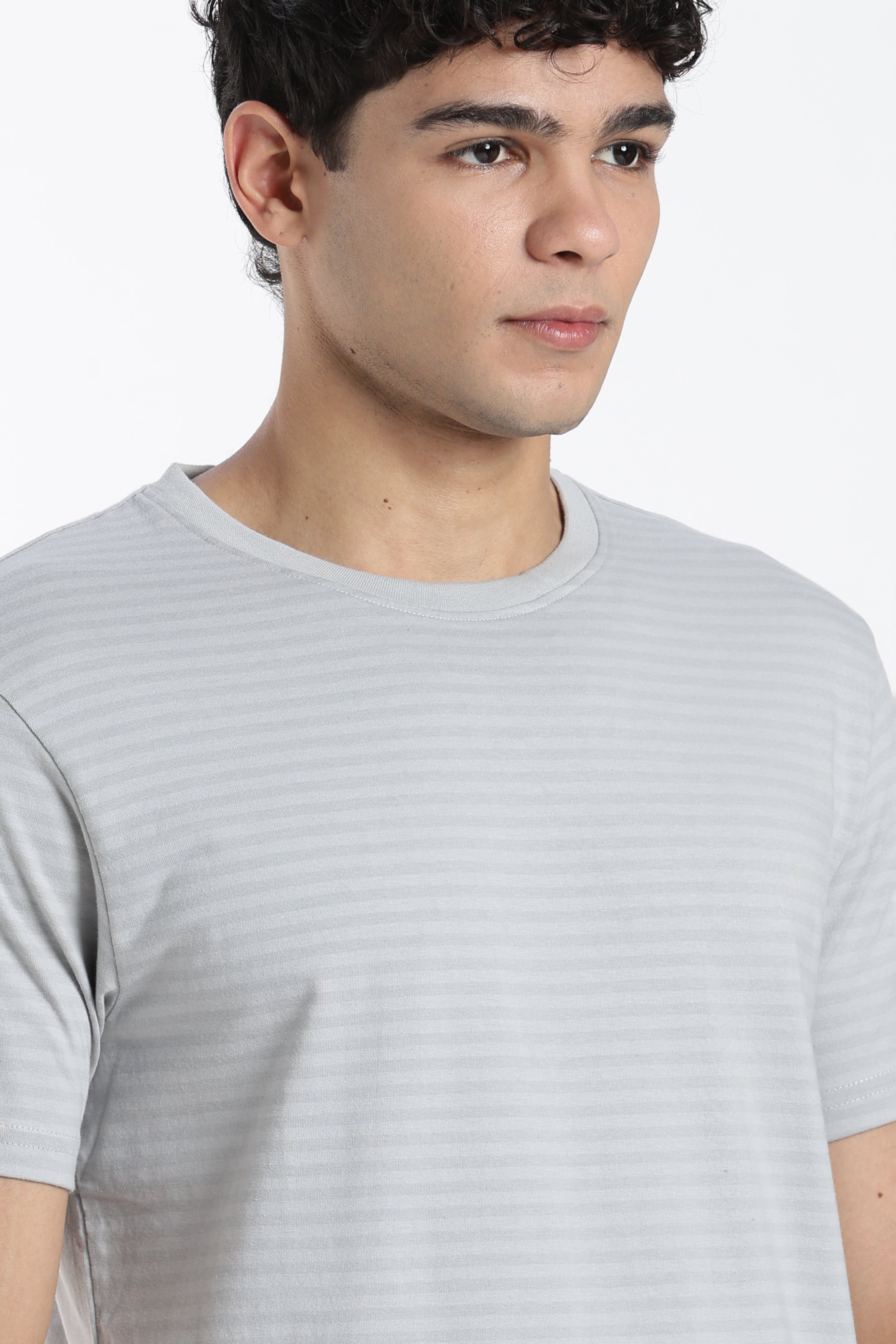 Blue Textured Regular Fit T-Shirt for Men - Image 3