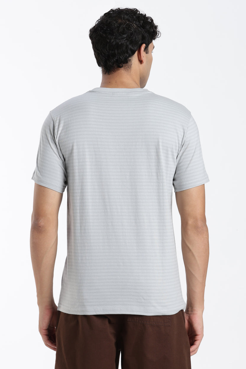 Blue Textured Regular Fit T-Shirt For Men - Image 5
