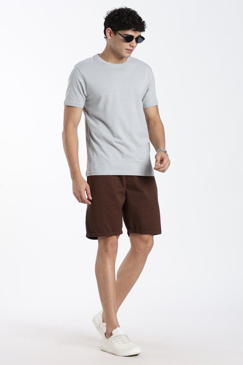 Blue Textured Regular Fit T-Shirt For Men - Image 6
